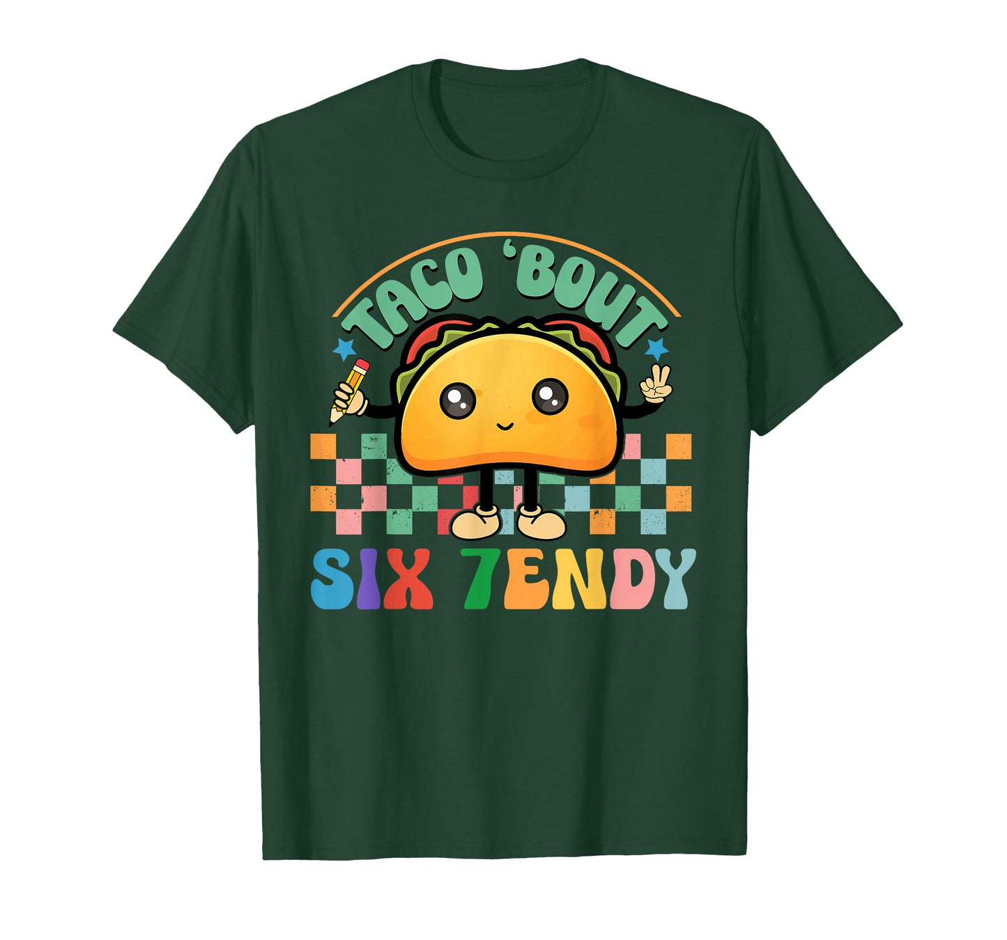 Lets Taco About 6 7endy Funny six Seven Meme Humor Checkered T-Shirt