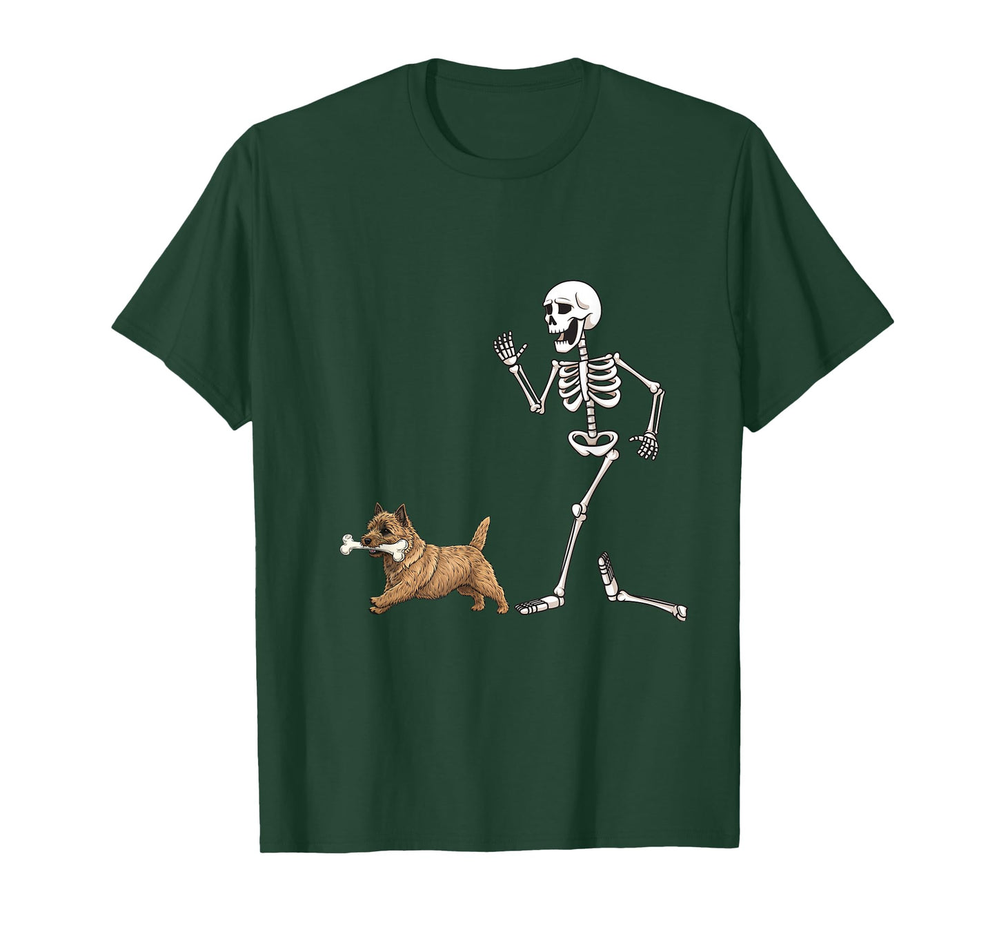 Funny Halloween Cairn Terrier and Skeleton T-Shirt