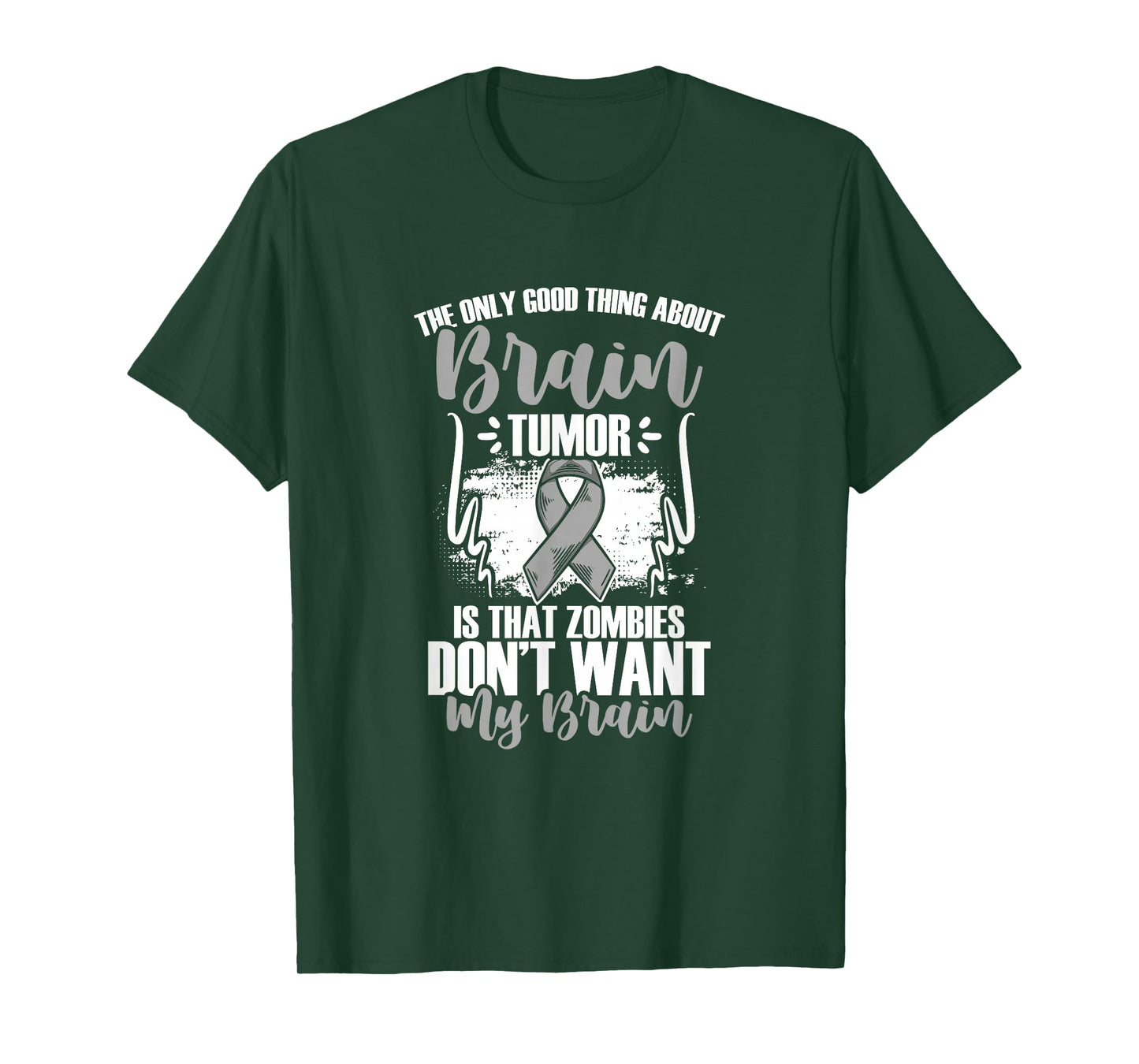 Brain Cancer Survivor Gray Ribbon Funny Brain Tumor T-Shirt