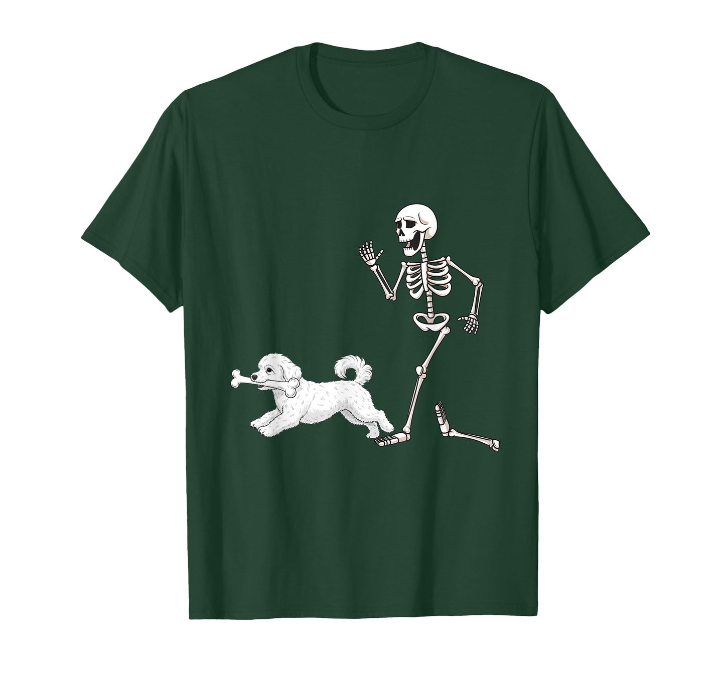 Funny Halloween Coton de Tulear and Skeleton T-Shirt