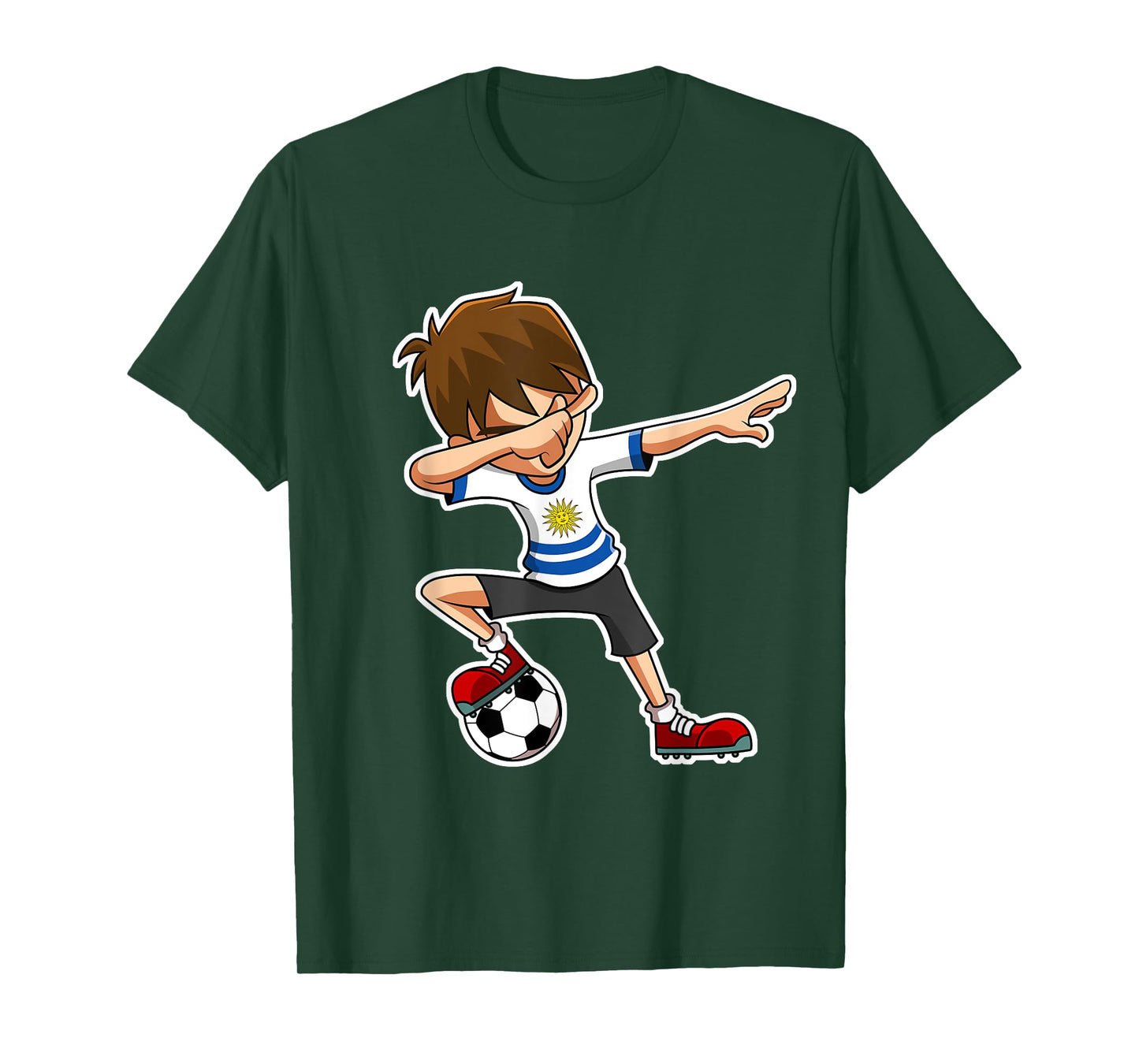 Dabbing Soccer Boy Uruguay Jersey, Uruguayan Kids Dab Gifts T-Shirt