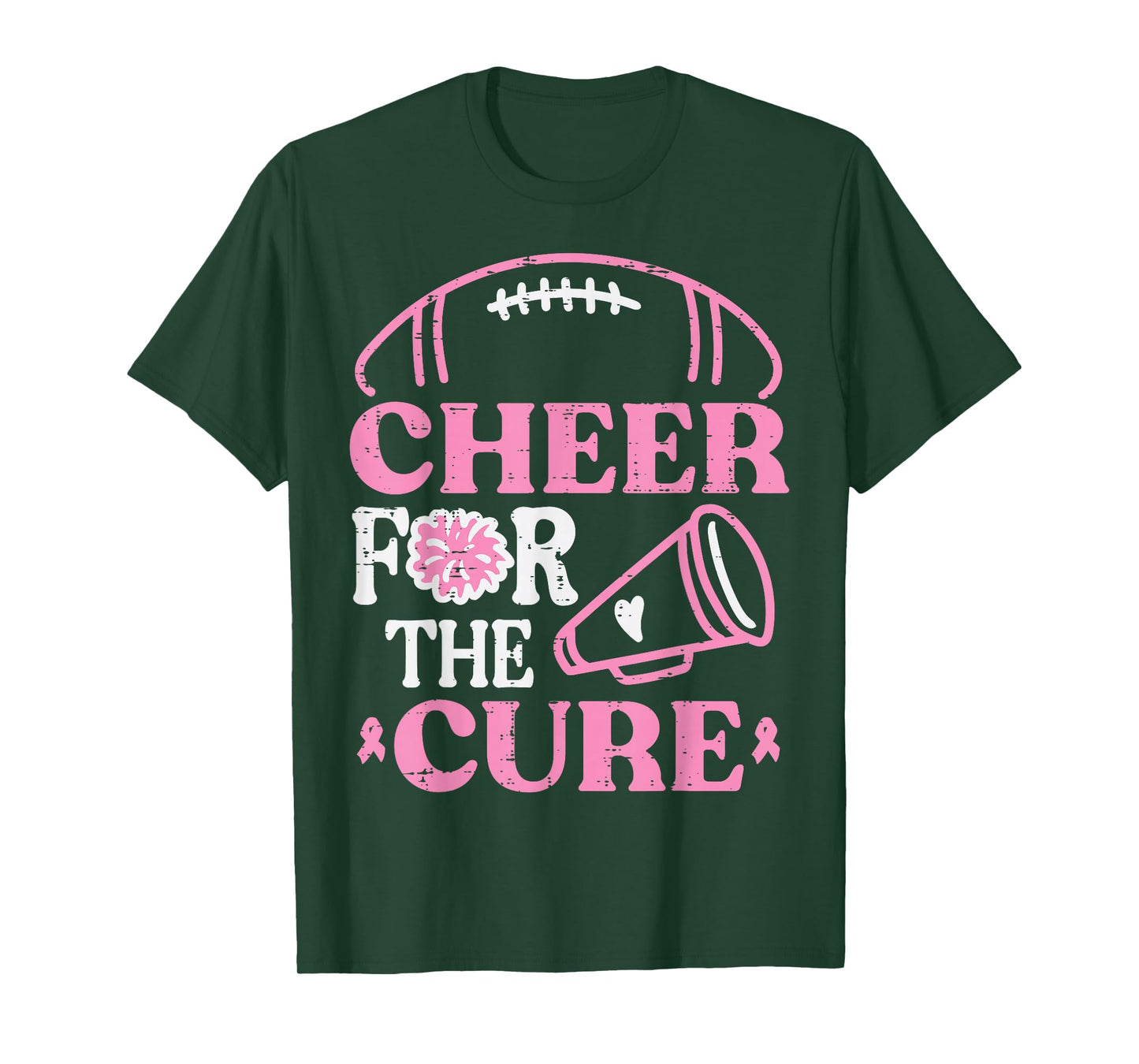 Breast Cancer Football Cheer For Cure Aware Women Kids Men T-Shirt