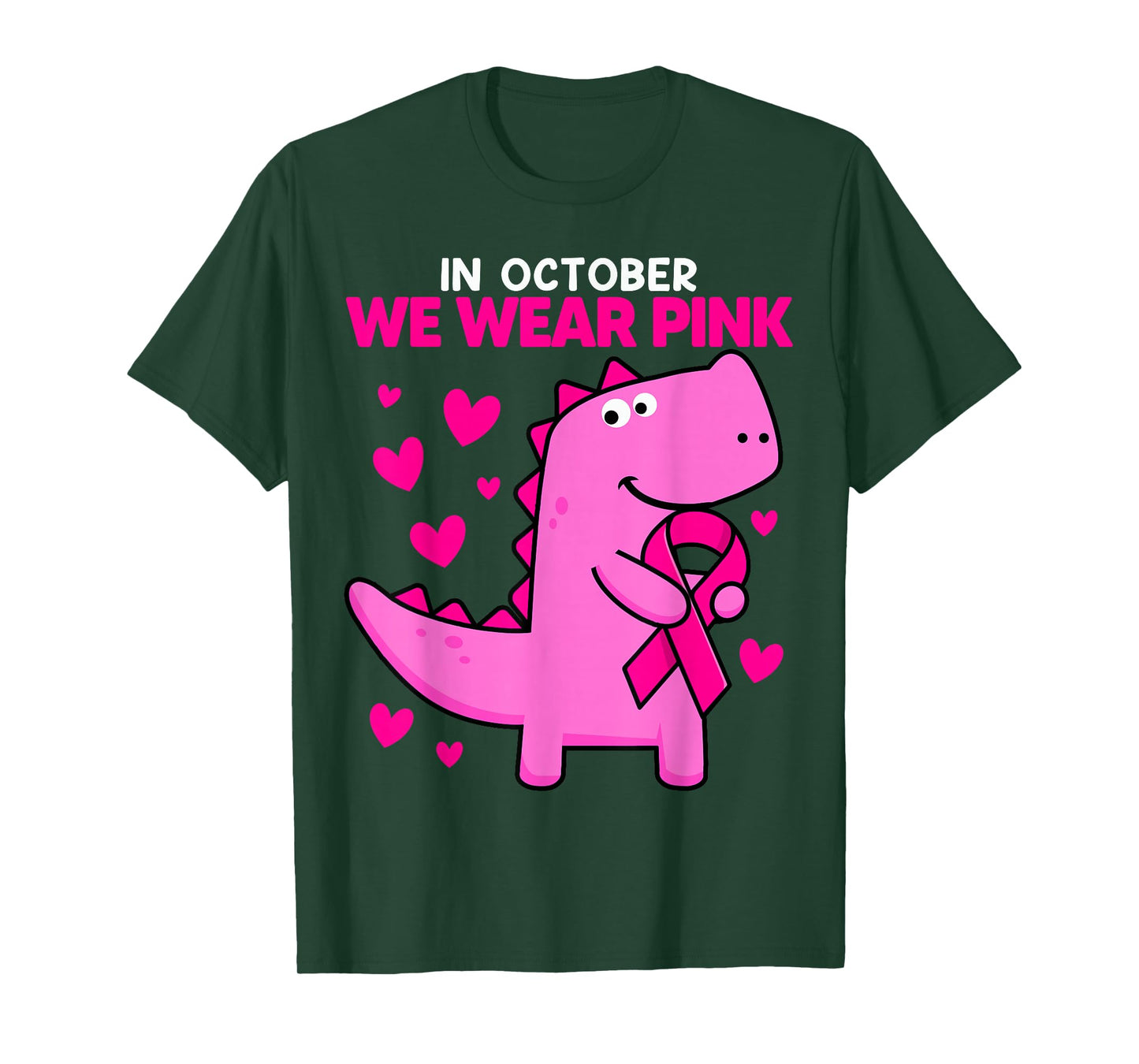 In October We Wear Pink Dinosaur T Rex Breast Cancer Toddler T-Shirt