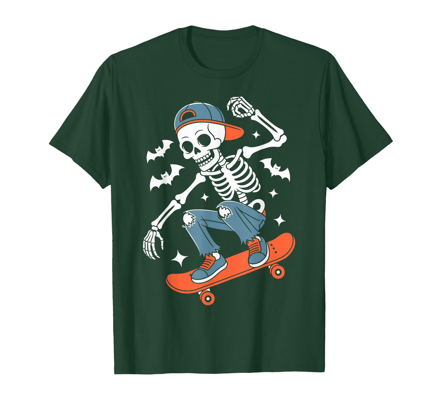 Skateboard Skeleton Cool Skater Funny Halloween T-Shirt