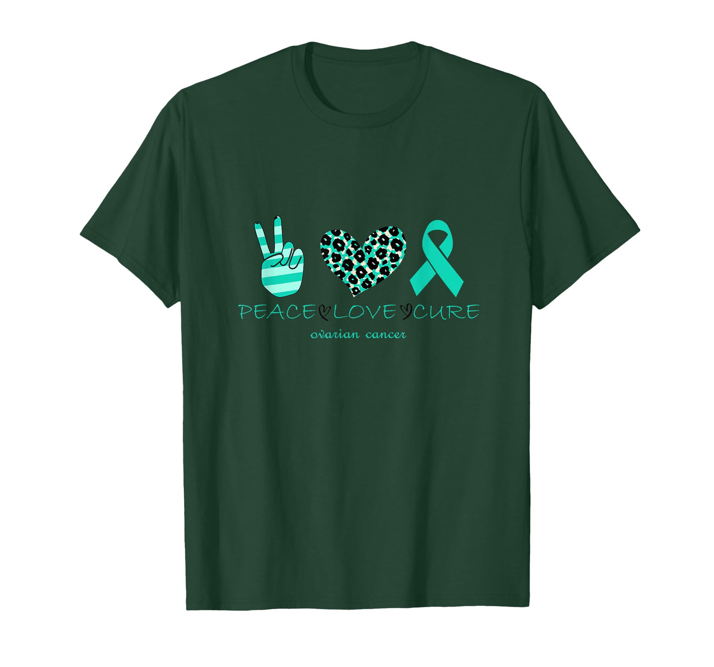 Ovarian cancer awareness Peace Love Cure Ovarian Cancer Awar T-Shirt