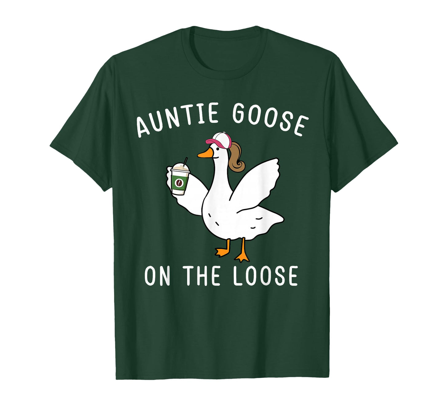 Funny Auntie Goose On The Loose Funny Farm Aunt T-Shirt - Unisex-Adults, Black, Small, Short Sleeve