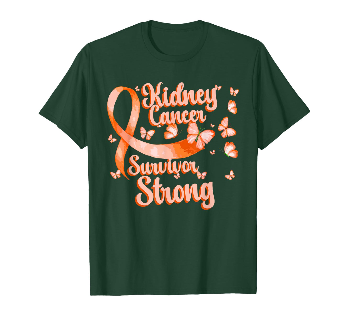 Kidney Cancer Awareness Survivor Butterfly Orange Ribbon T-Shirt