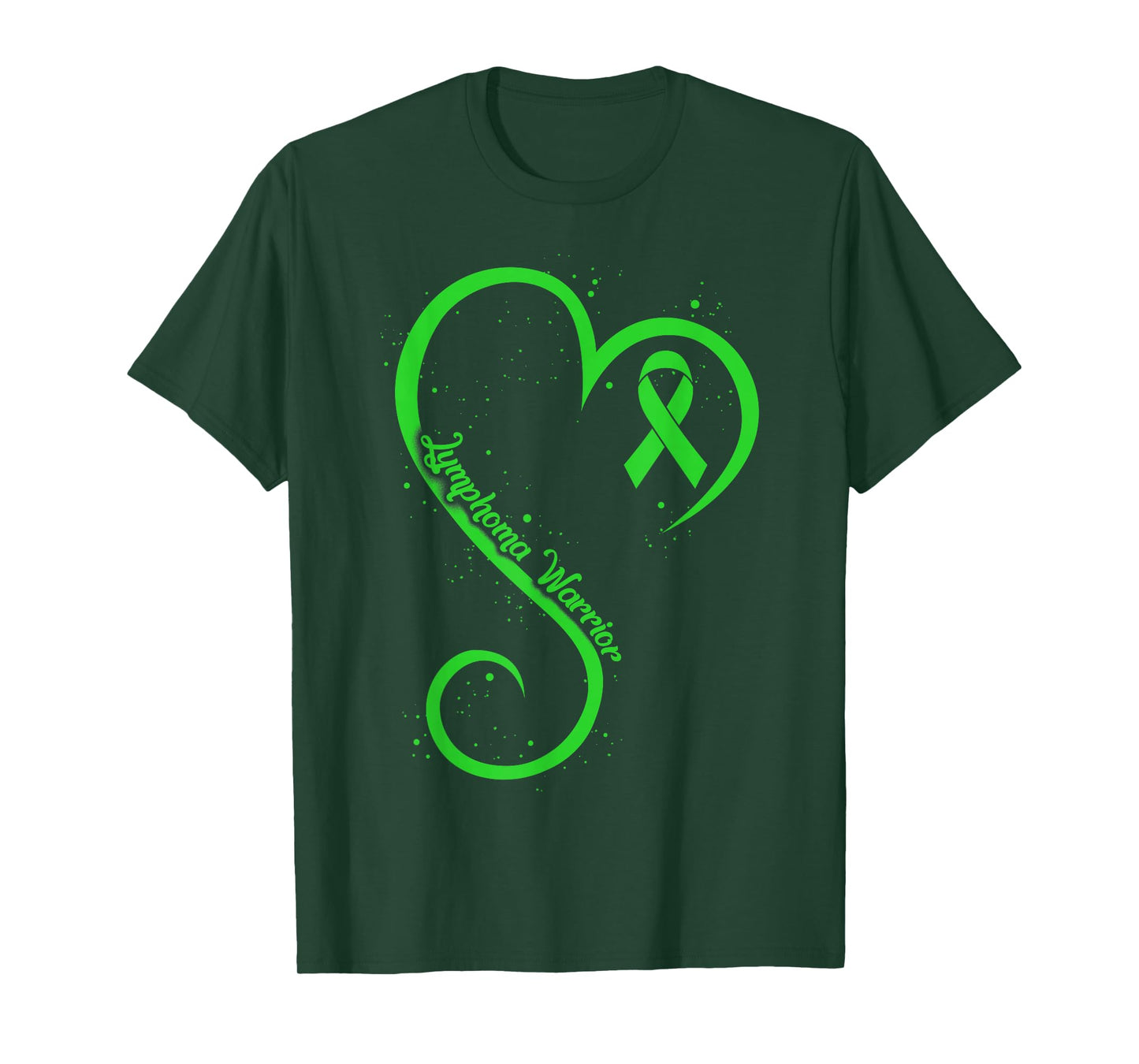 Non Hodgkins Lymphoma Warrior Heart Ribbon Lime Green Cancer T-Shirt
