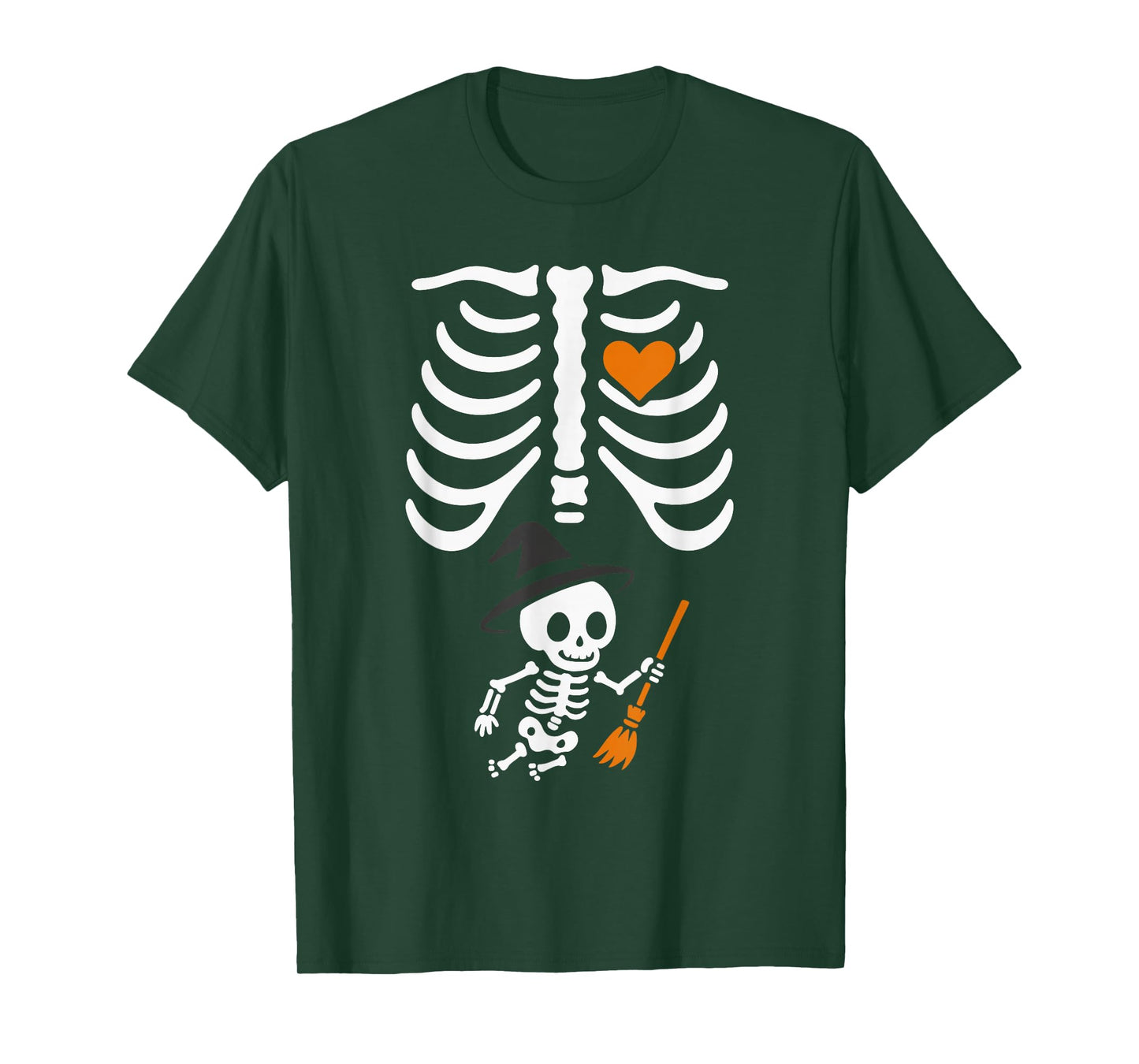 Pregnancy Baby Skeleton Witch Announcement Mom Halloween T-Shirt