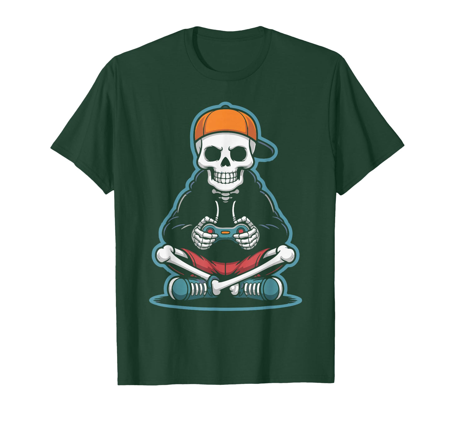 Halloween Skeleton Gaming Controller Funny Spooky Gamer Men T-Shirt