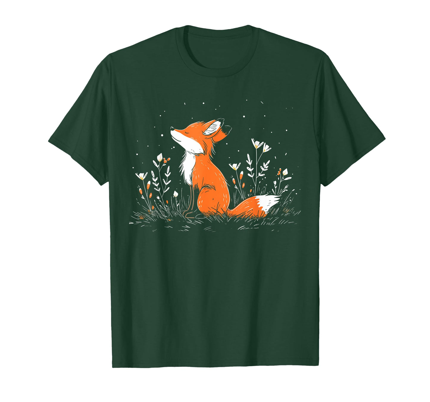 Fox In Flowers Nature Cute Adorable Wild Foxes Aesthetic T-Shirt