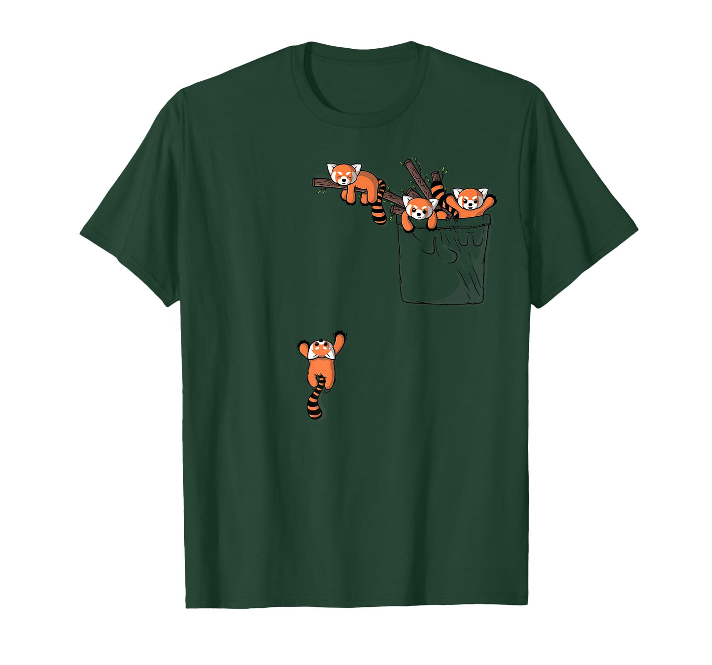 Pocket Series Cute Red Panda Bear Playing T-Shirt