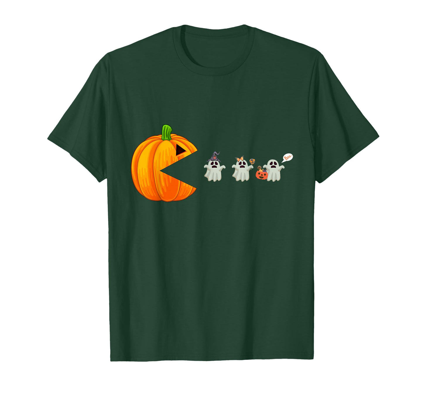 Halloween Gamer Pumpkin Eating Ghost Costume Men Boys Kids T-Shirt