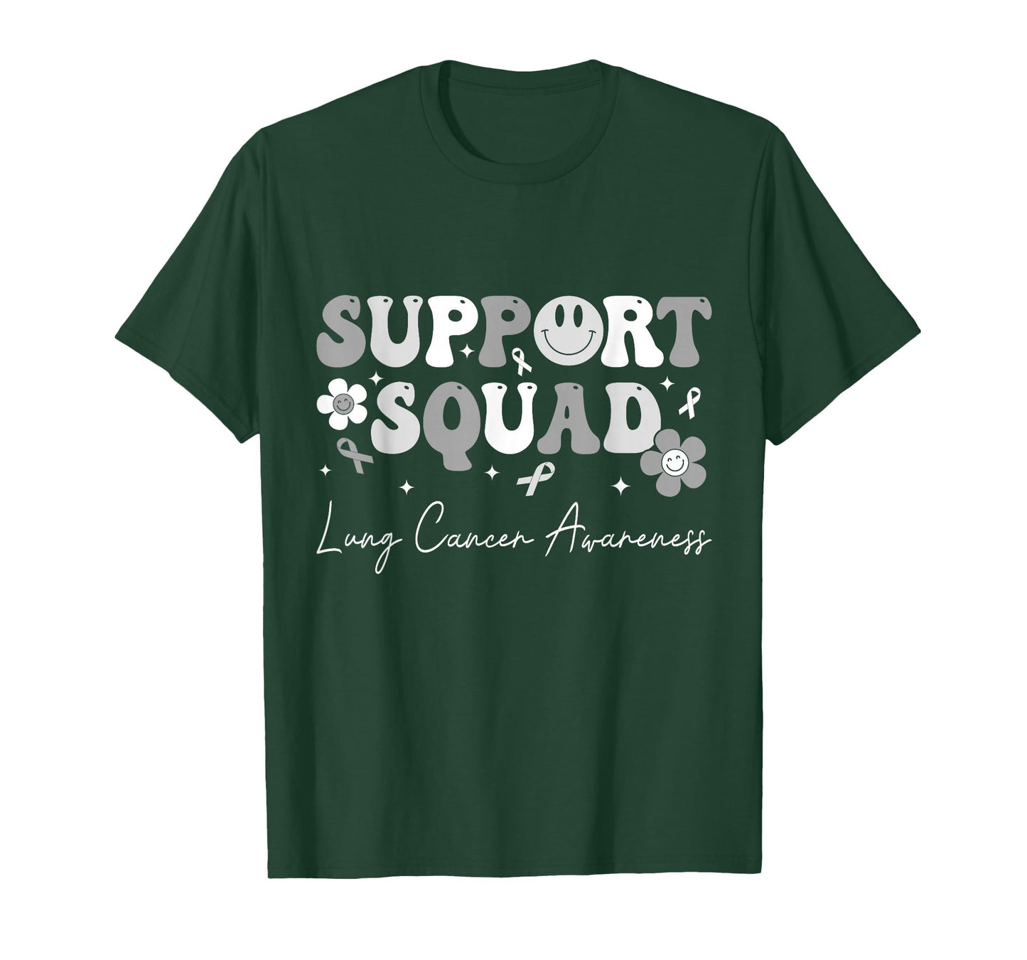 Groovy Support Squad Lung Cancer Awareness White Ribbon T-Shirt