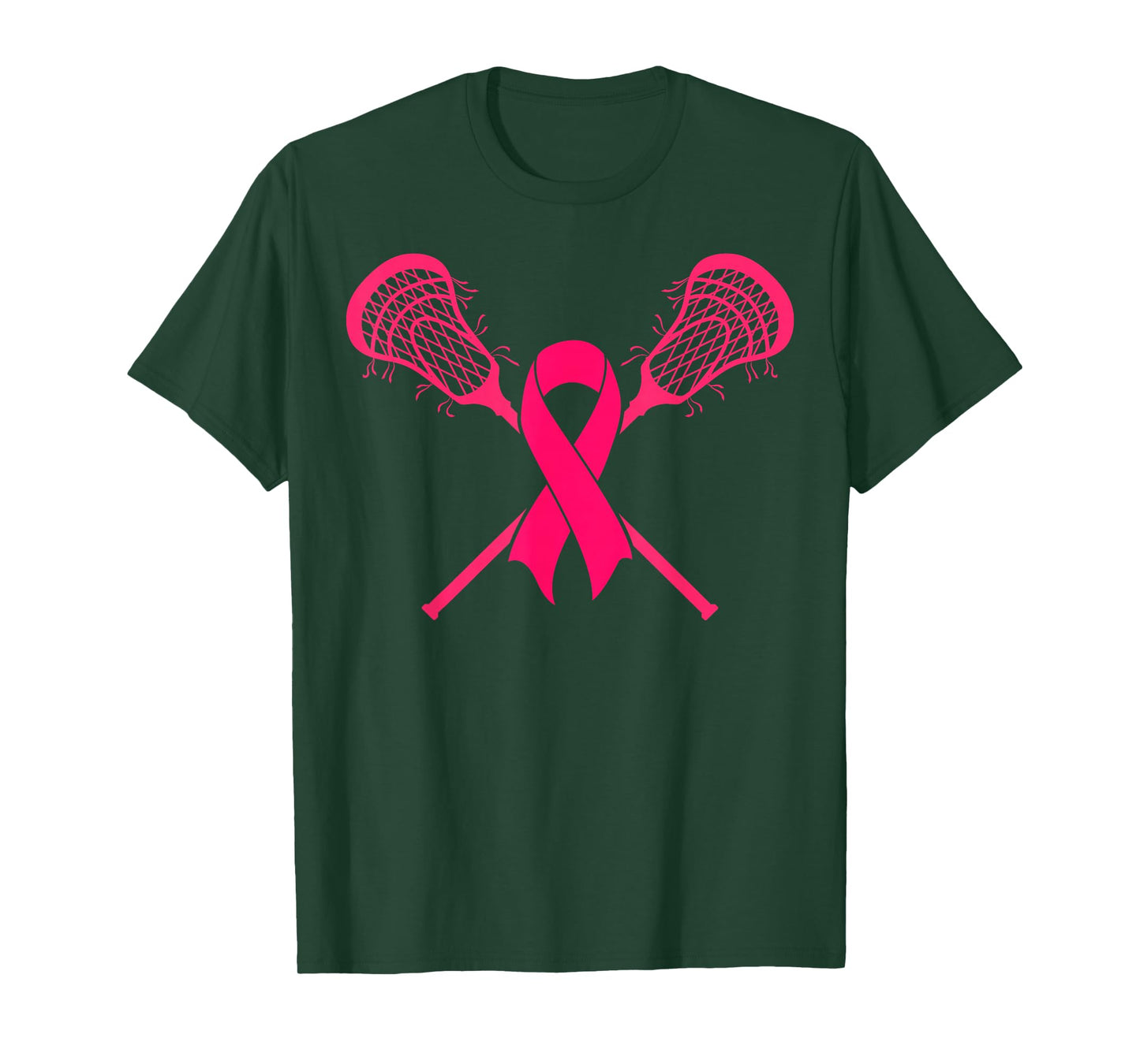Pink Lacrosse Sticks Ribbon Breast Cancer Awareness Player T-Shirt