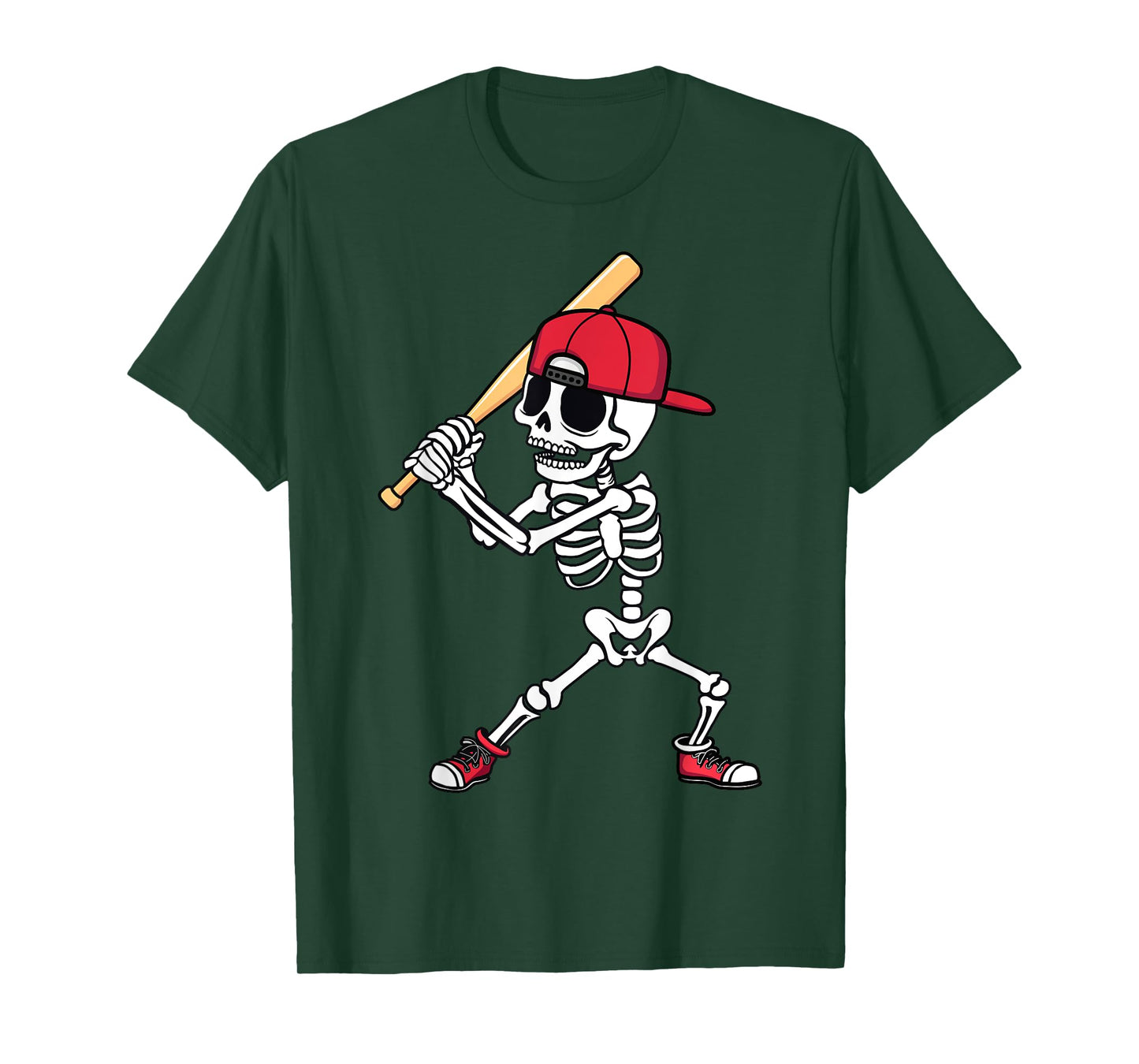 Baseball Skeleton Halloween Funny Baseball Player Men Boys T-Shirt