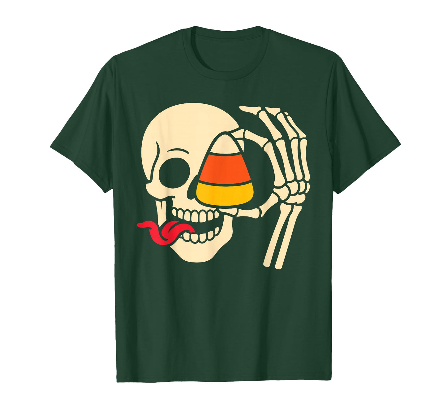Spooky Skeleton Hand Holding Candy Funny Halloween Costume T-Shirt