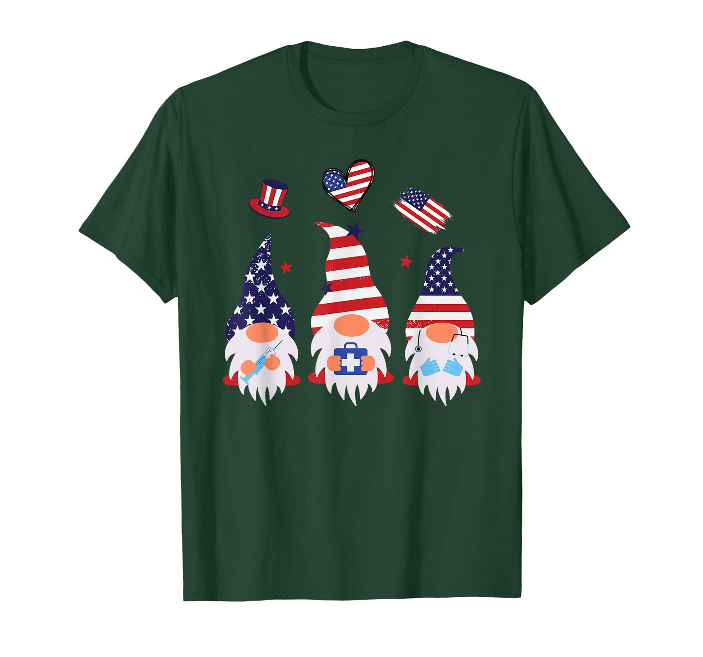 American Gnomes Nurse 4th Of July Scrub Top Patriot Women T-Shirt