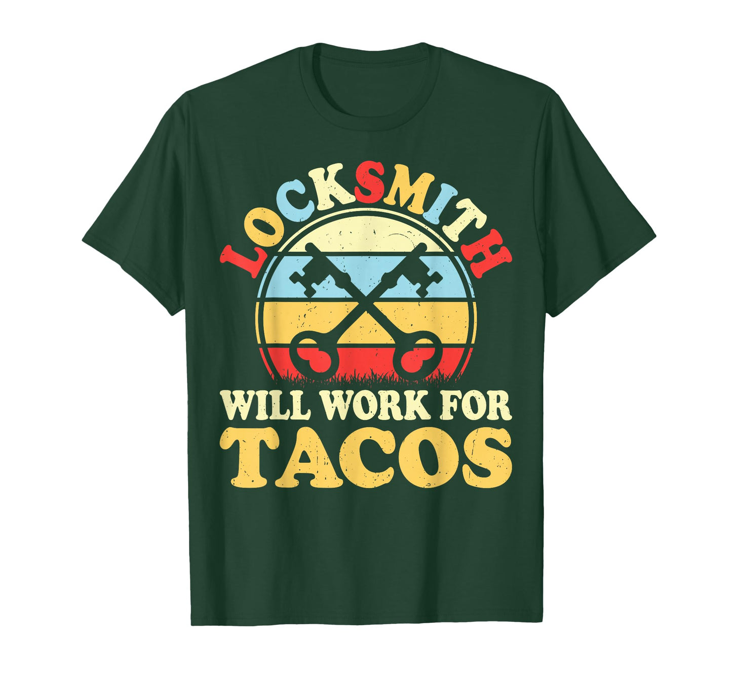 Retro Locksmith Will Work for Tacos Lock Picker Locksmithing T-Shirt