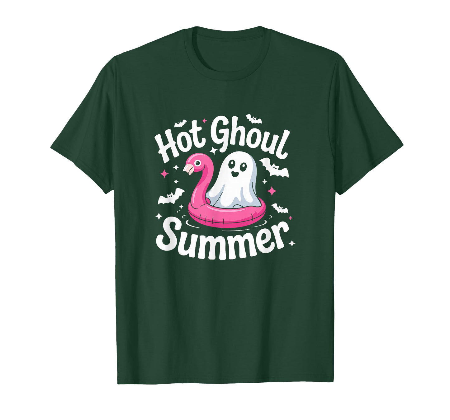 Hot Ghoul Summer Flamingo Ghost Summerween T-Shirt