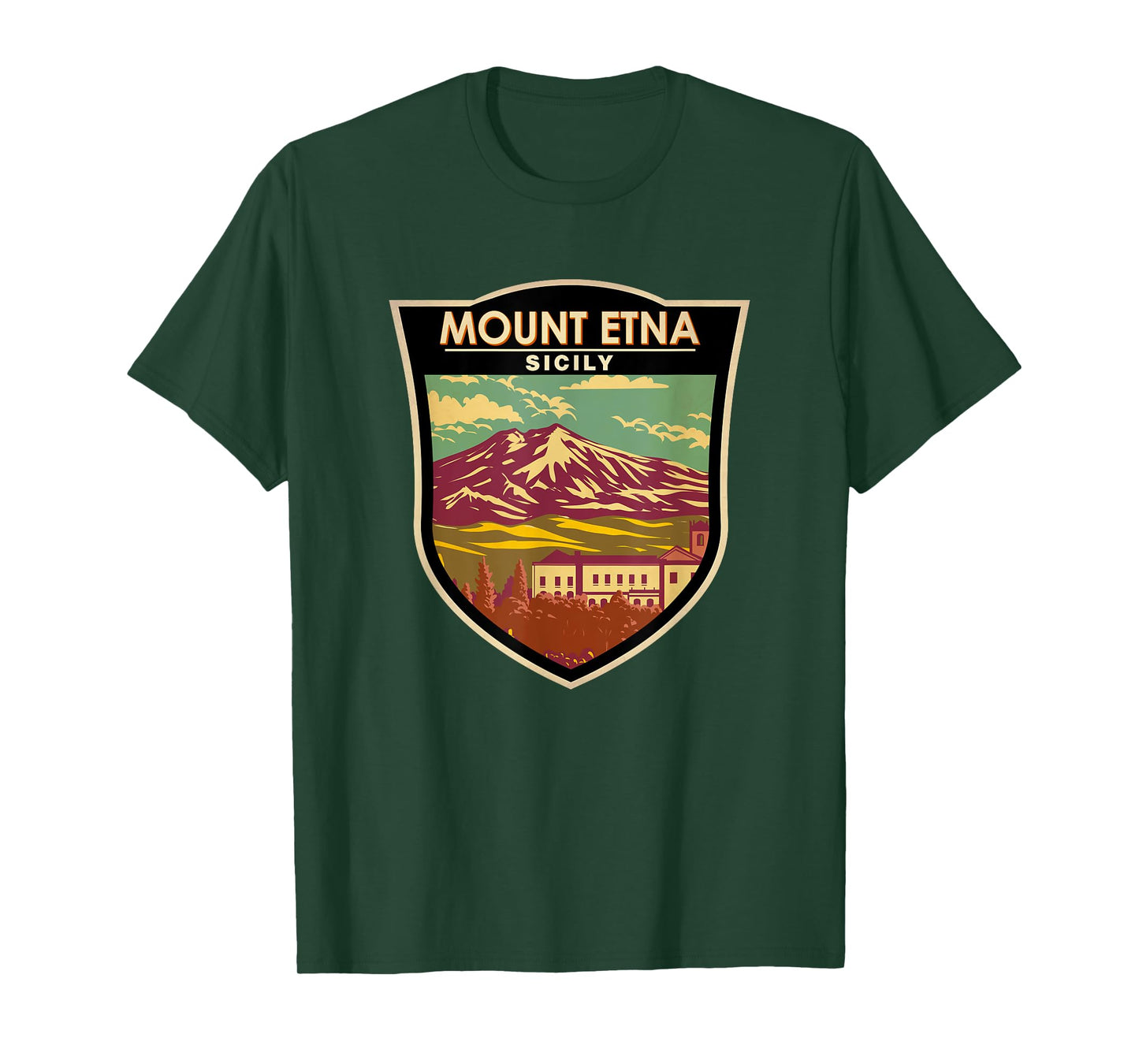 Mount Etna Sicily Landmark Badge Vintage T-Shirt