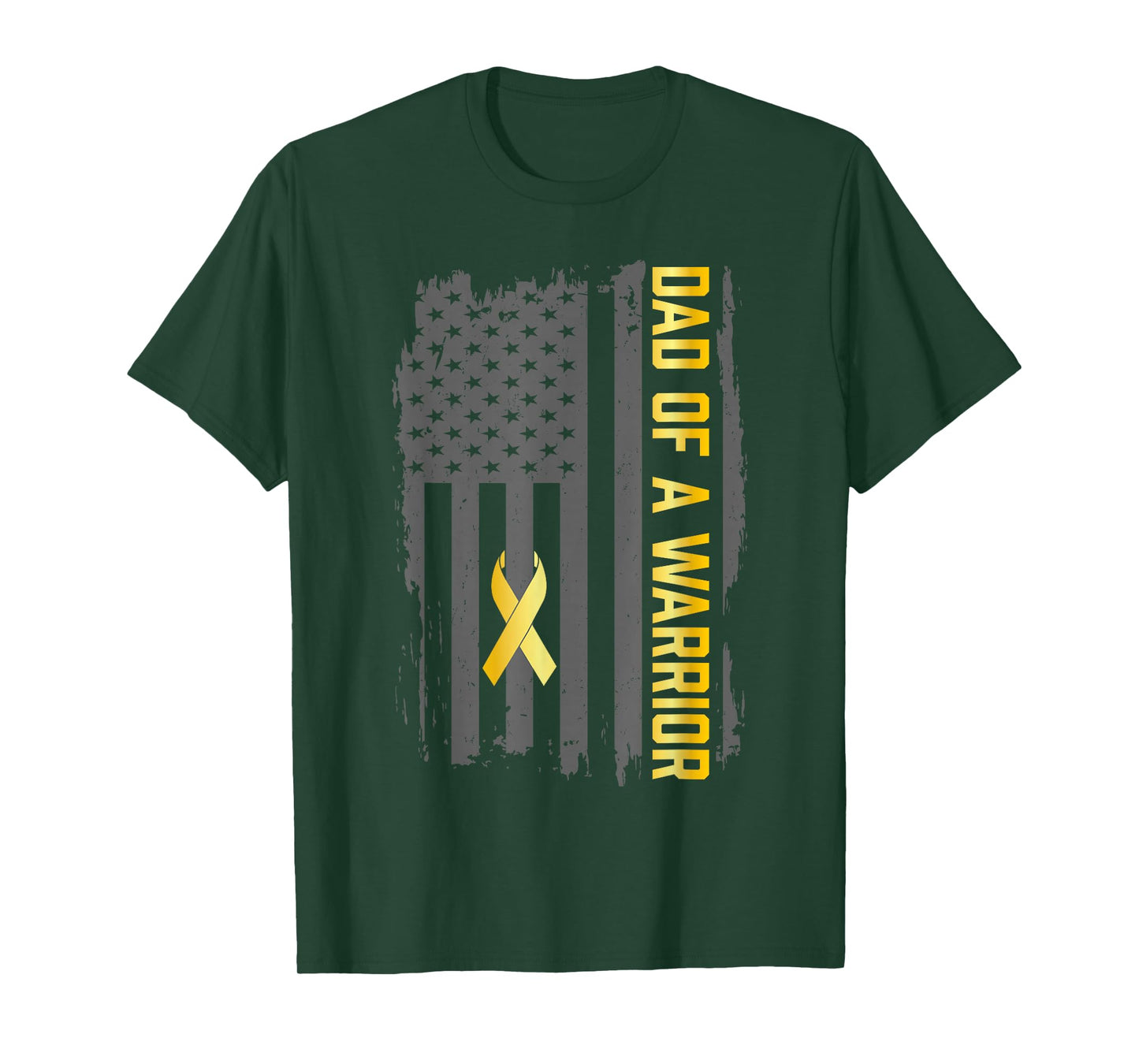 Childhood Cancer Usa Flag Dad of a Warrior Childhood Cancer T-Shirt