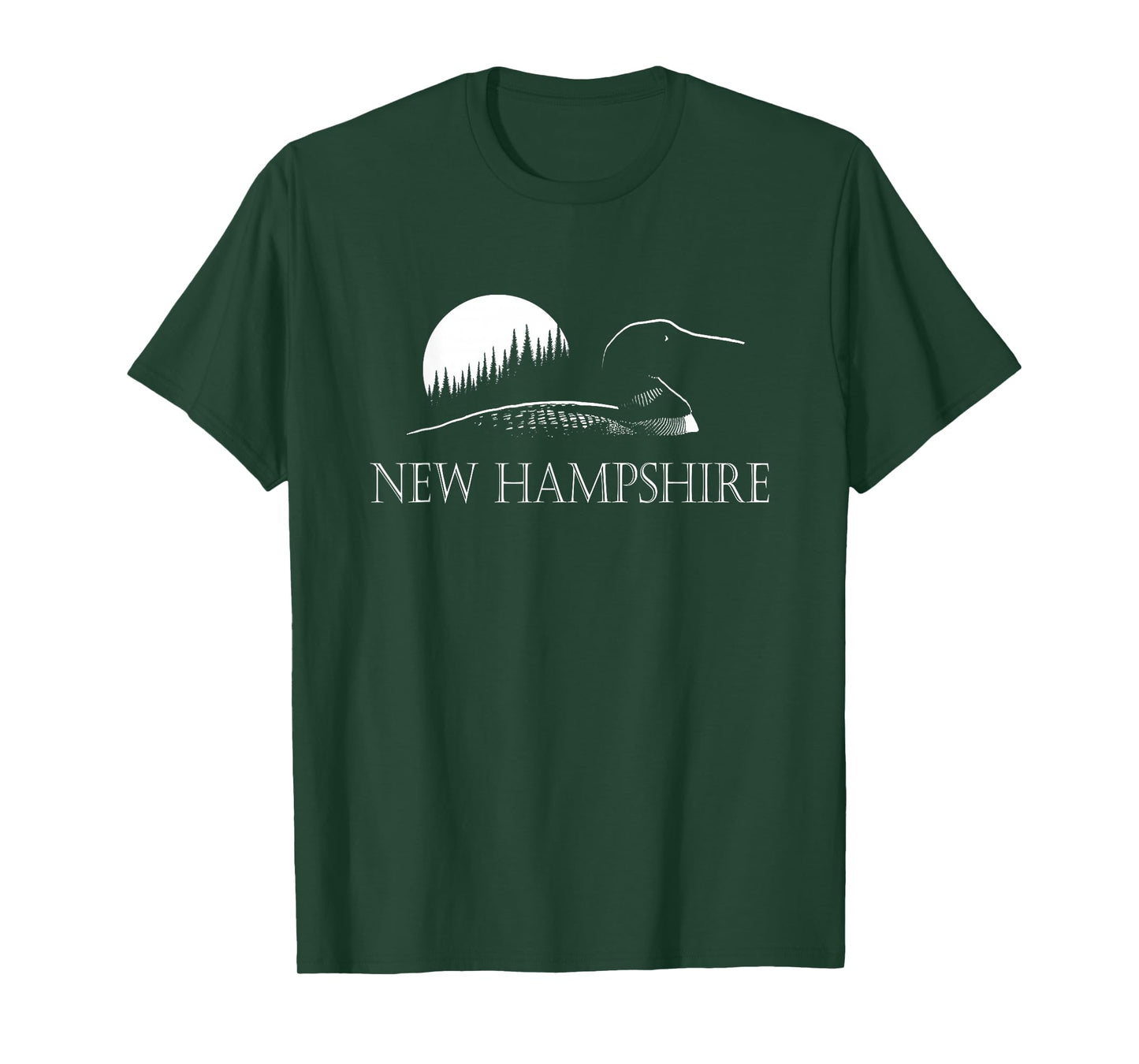 New Hampshire Loon In Moonlight And Forest T-Shirt