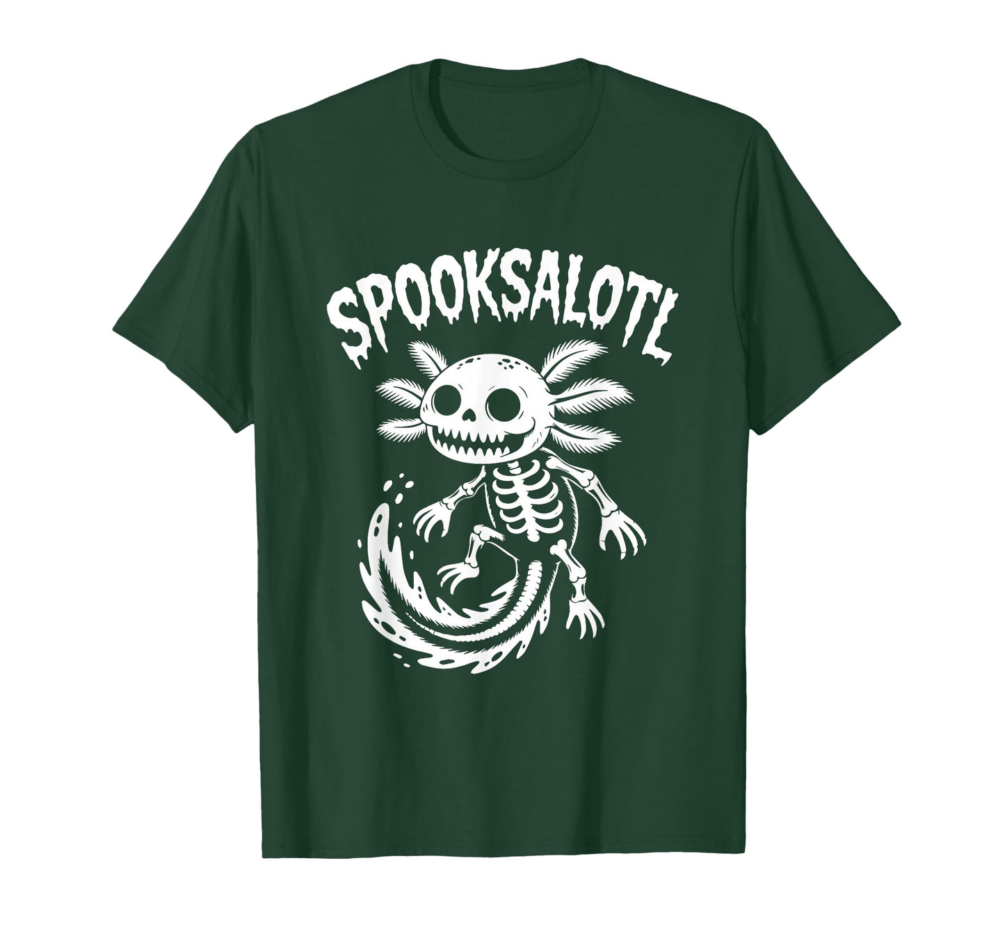 Spooksalotl Cute Pink Axolotl Skeleton Halloween T-Shirt