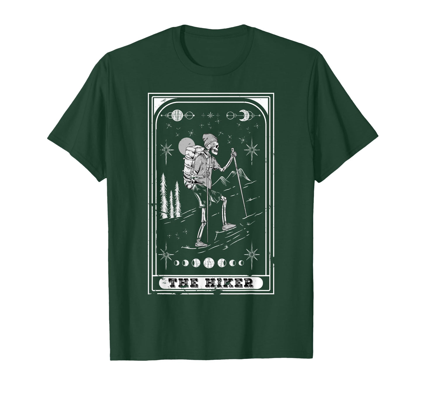 The Hiker Goth Skeleton Tarot Card Nature hiking T-Shirt