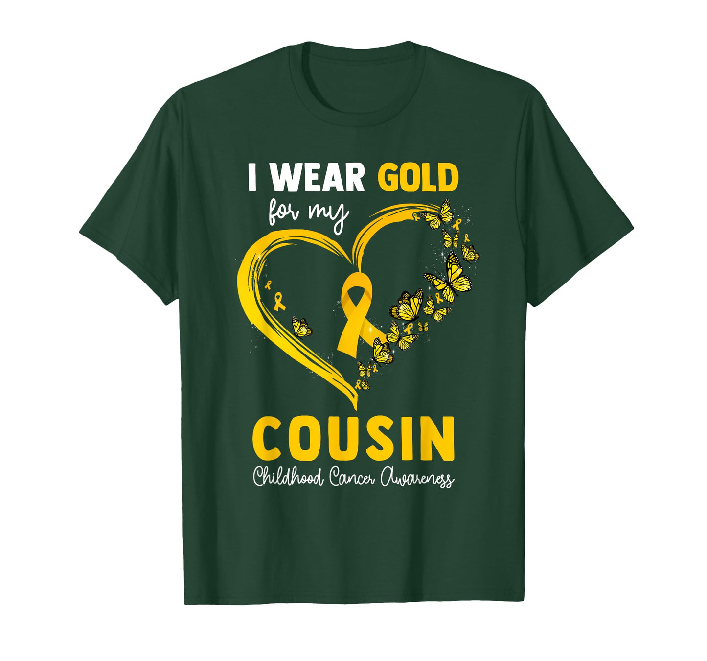 I Wear Gold For My Cousin Childhood Cancer Heart Ribbon T-Shirt