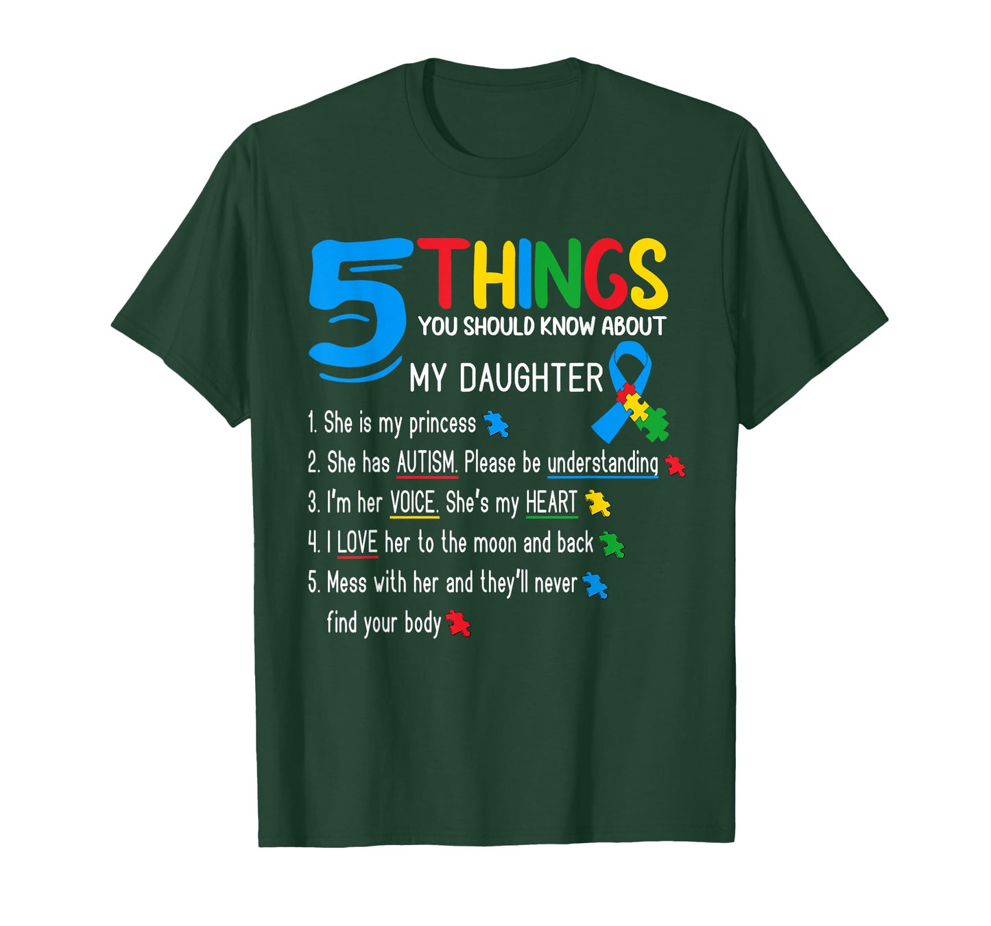 Autistic Daughter Autism Awareness Support Mom Dad Parents T-Shirt