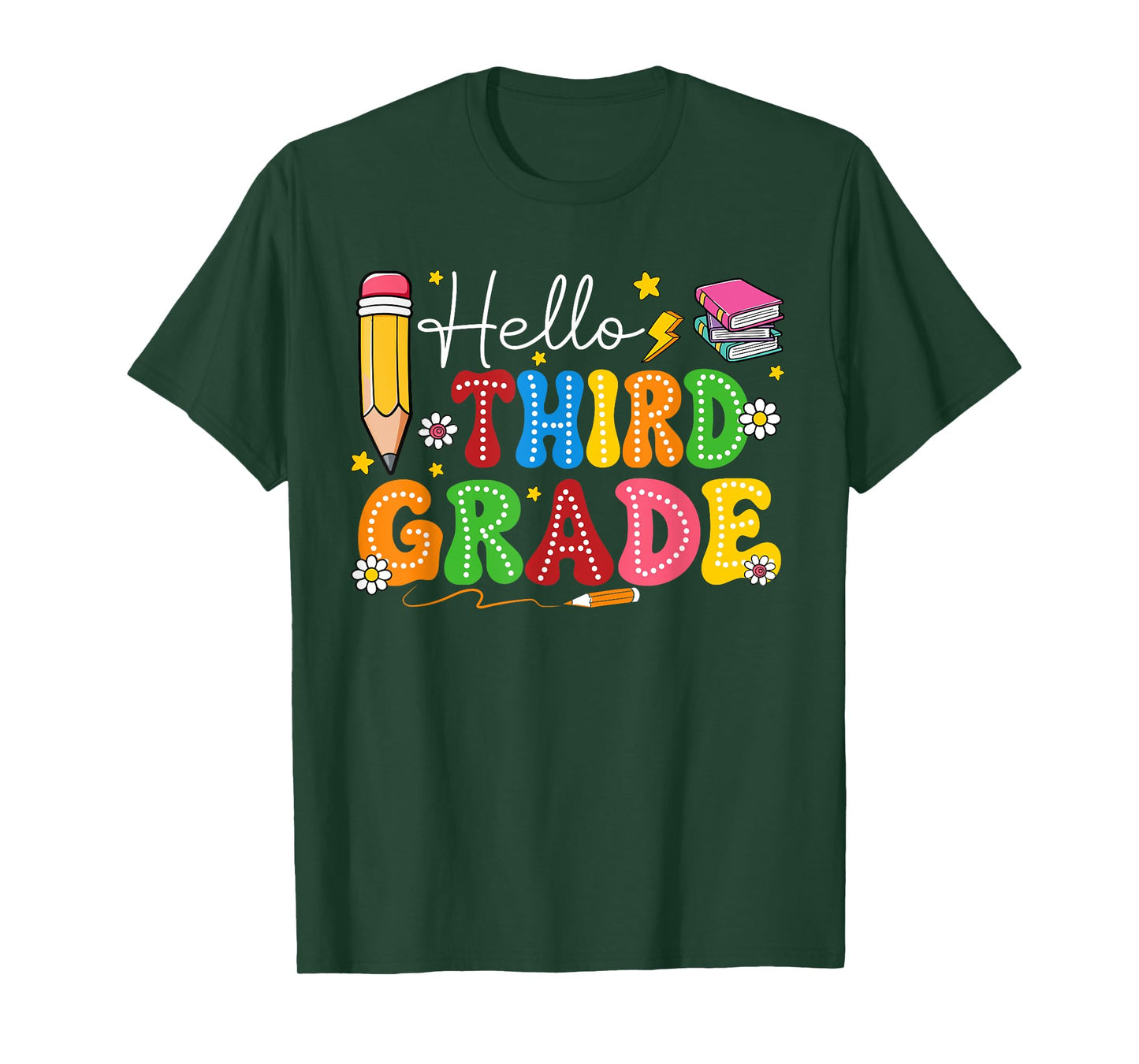 Groovy Hello Third Grade Teacher Kids First Day Of School T-Shirt
