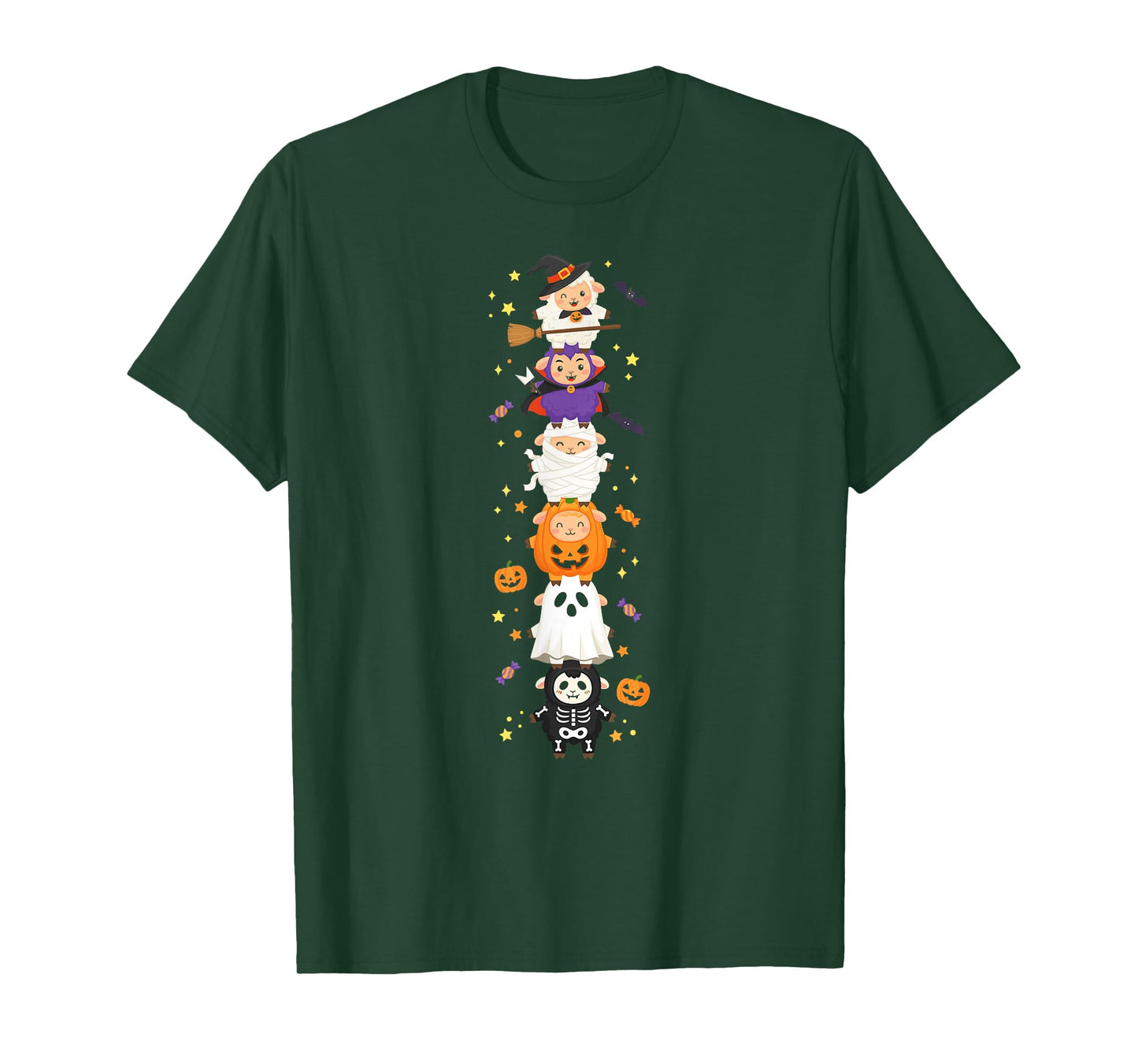 Funny Sheep Witch Vampire Ghost Halloween Kids Mens Womens T-Shirt