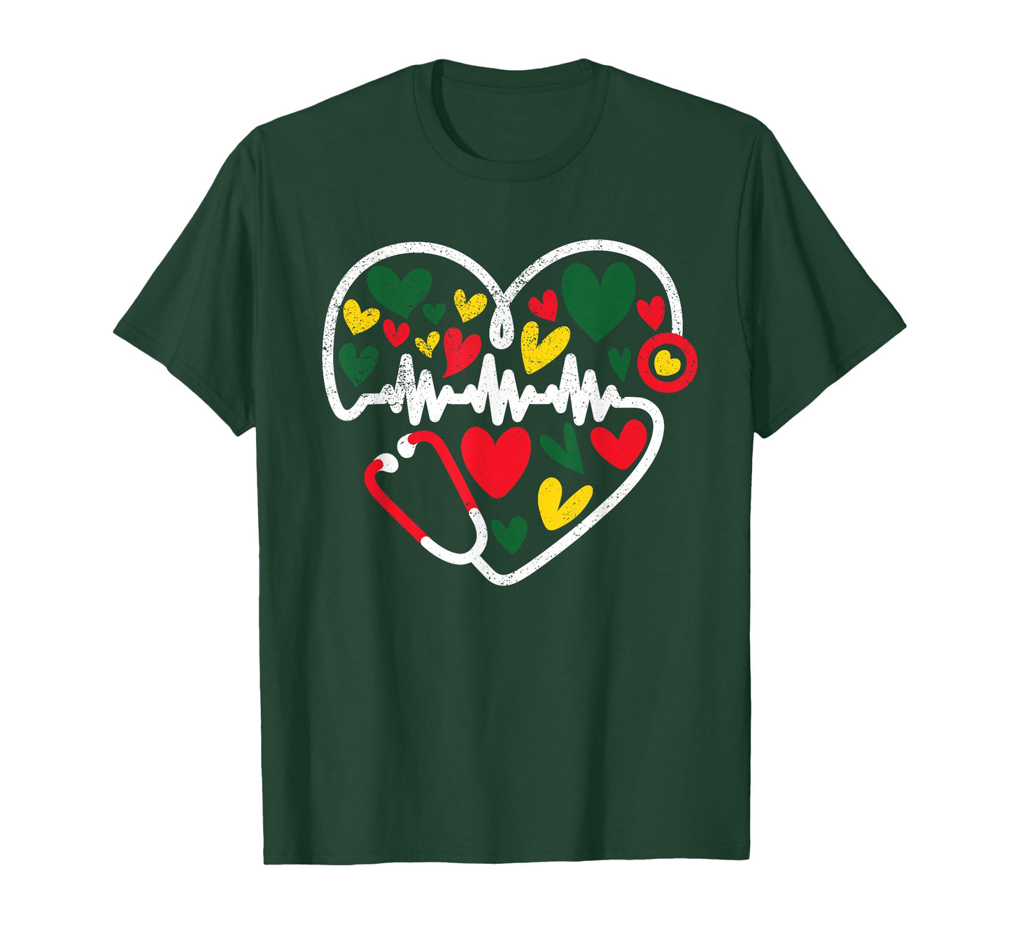 Nurse Juneteenth Outfit Women Stethoscope Heart Black Nurses T-Shirt