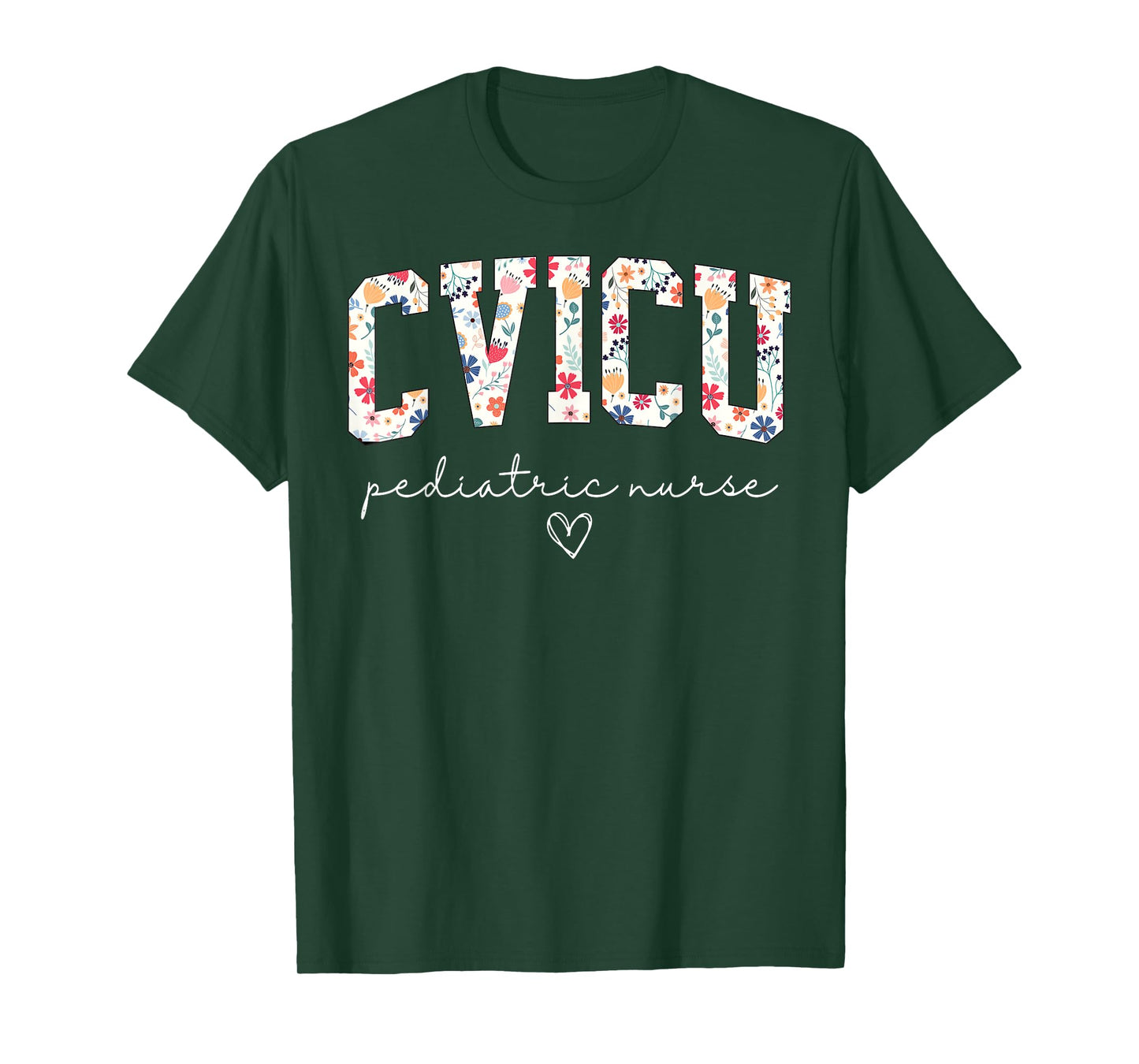 Retro Floral CVICU Pediatric Nurse Pediatric Cardiac ICU T-Shirt