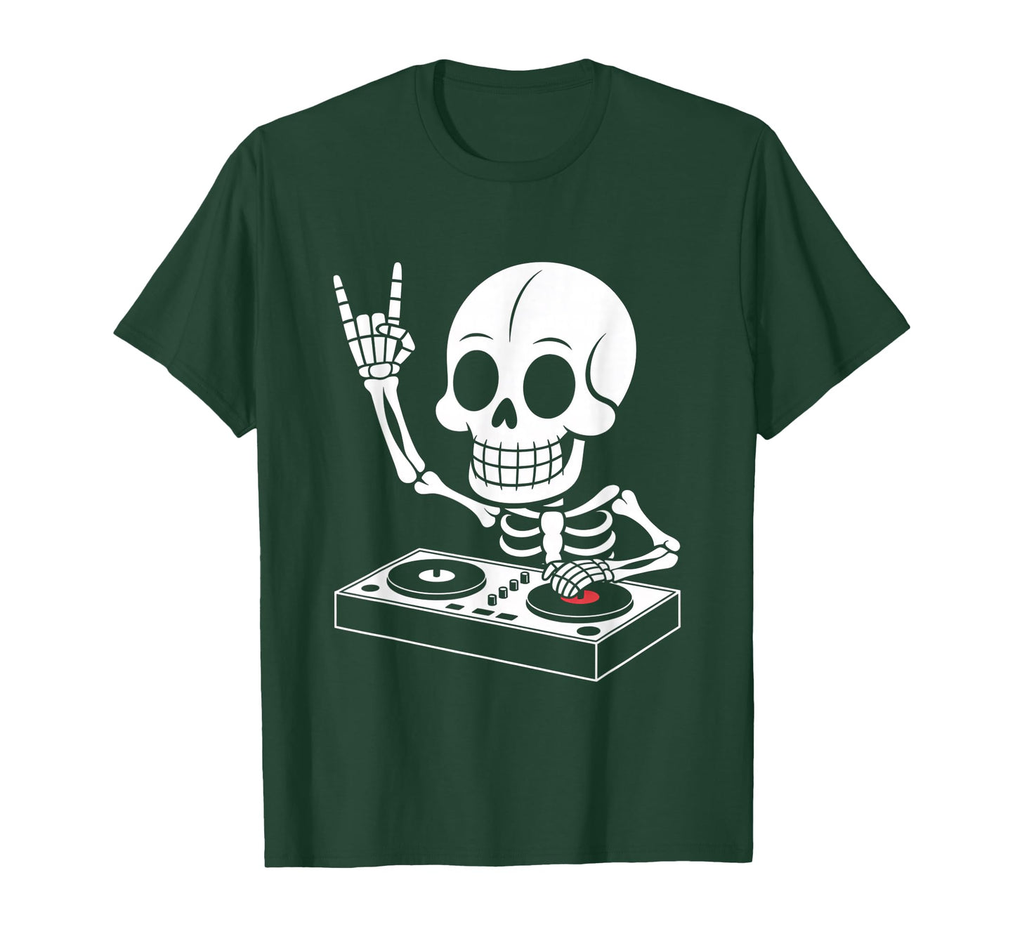 Skeleton DJ on Turntables EDM Synthesizer Rave Music Ghost T-Shirt