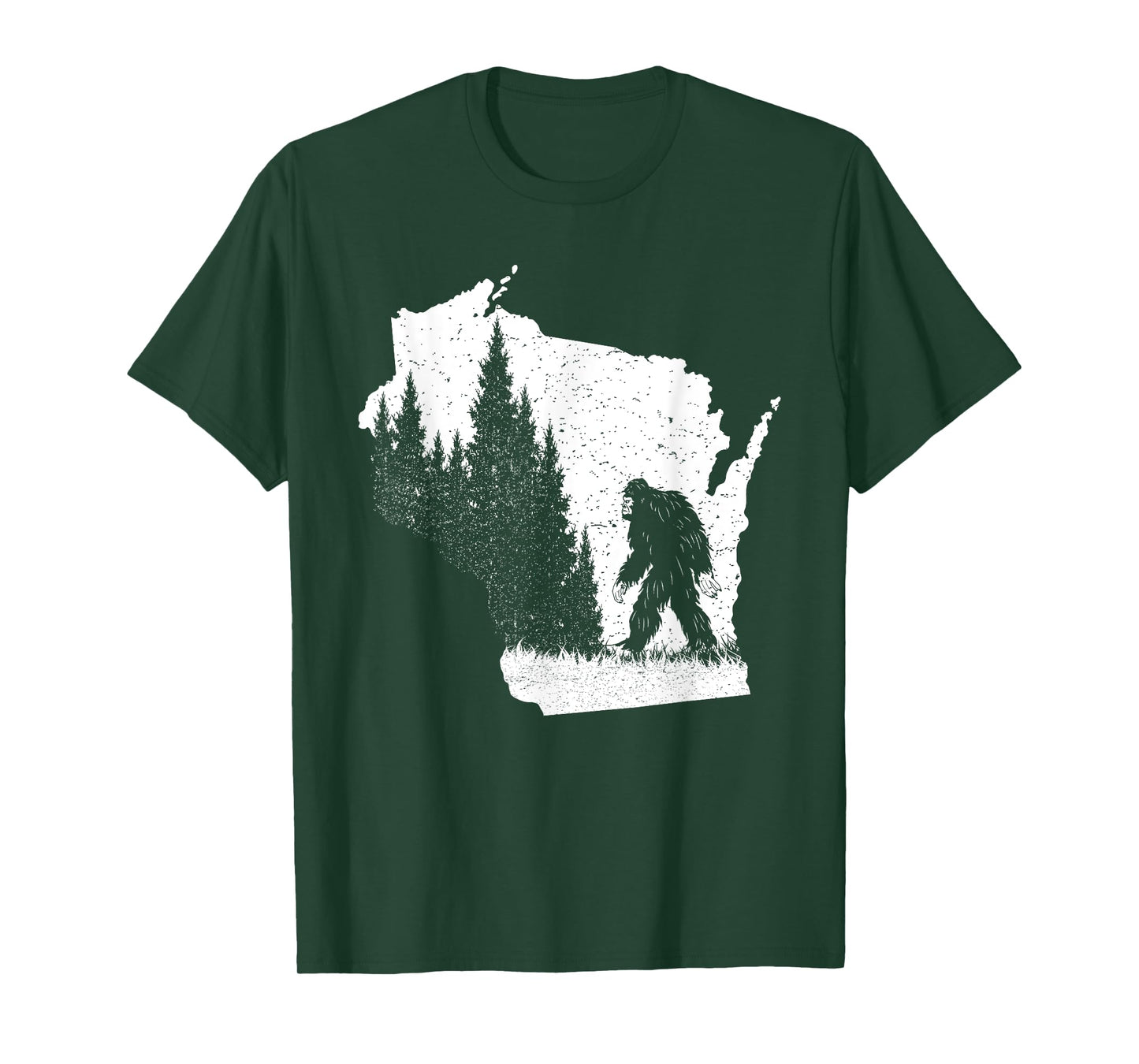 Wisconsin Bigfoot Pride Sasquatch Silhouette Forest Lovers T-Shirt