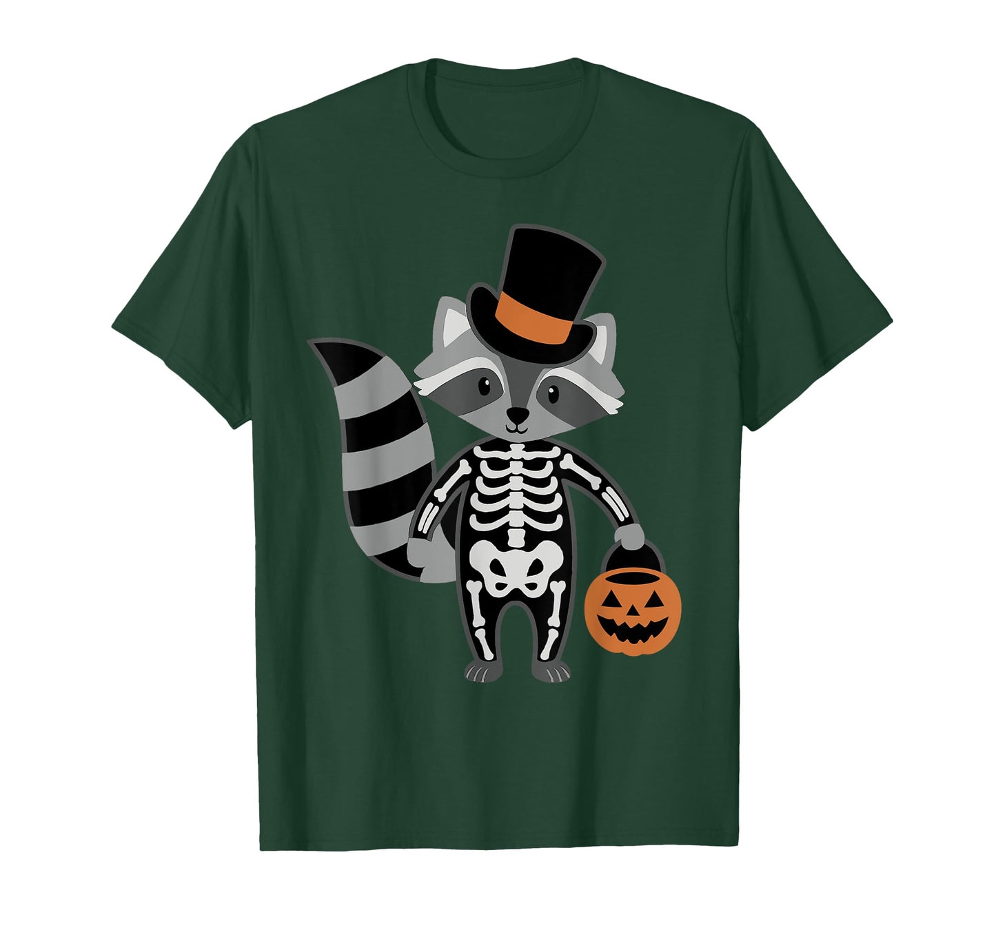Cute Raccoon Skeleton Halloween with Top Hat & Pumpkin Candy T-Shirt