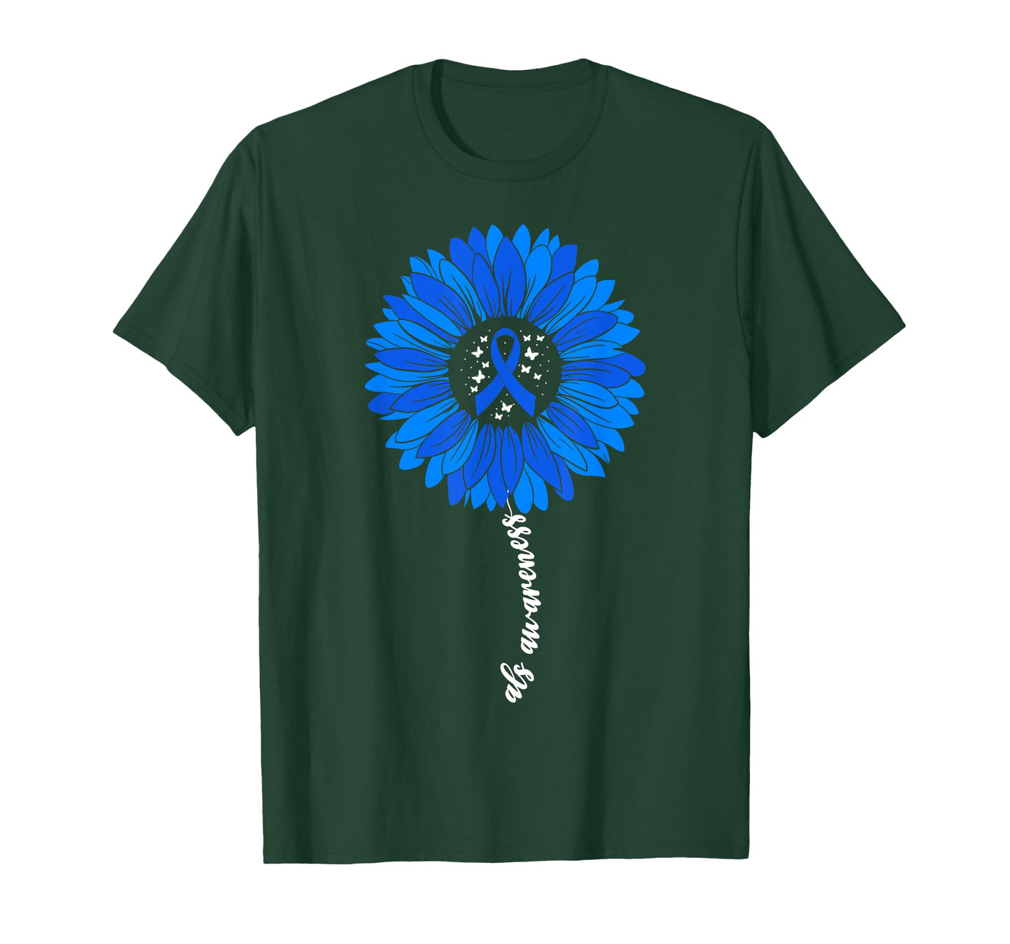 ALS Awareness Month Blue Women Support Ribbon ALS Awareness T-Shirt