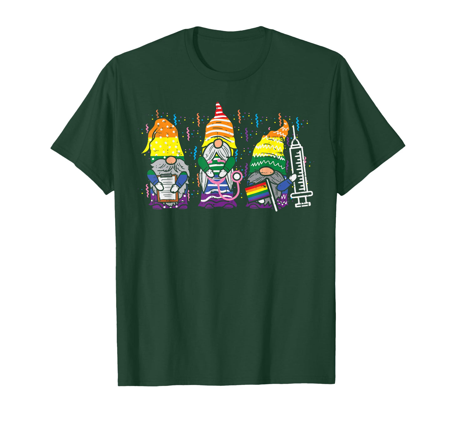 Rainbow Flag Gnome Nurse RN Scrub LGBT Pride Month Gay Ally T-Shirt