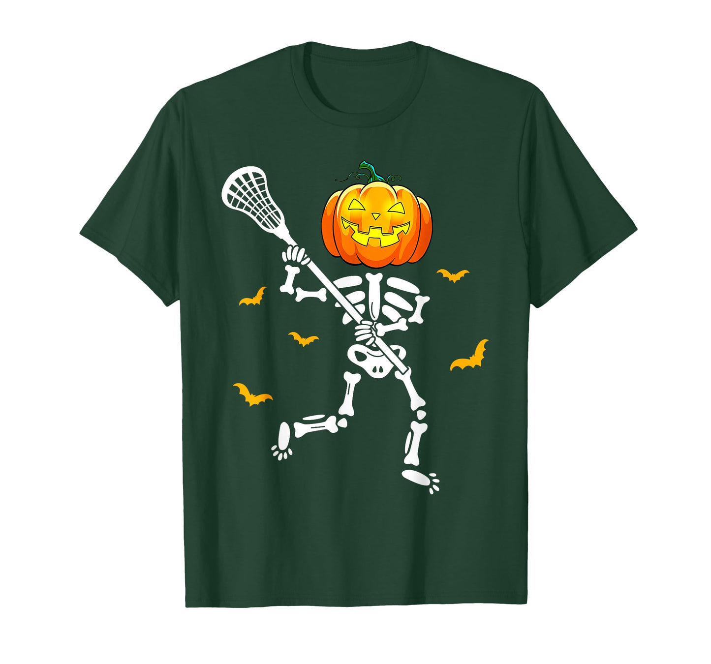Pumpkin Skeleton Lacrosse Halloween T-Shirt
