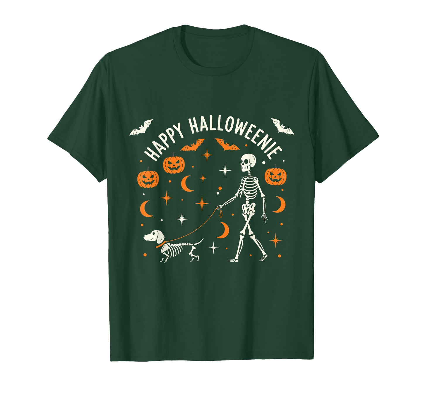 Happy Halloweenie Funny Halloween Skeleton Dachshund Dog T-Shirt