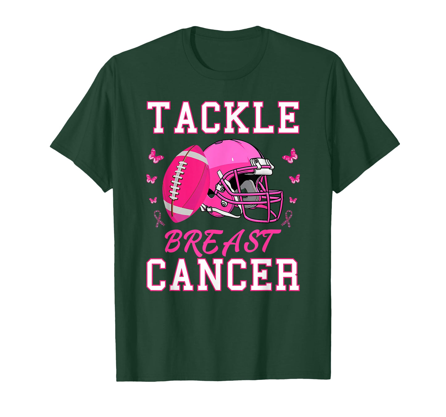 Tackle Breast Cancer Awareness Pink Ribbon Football T-Shirt