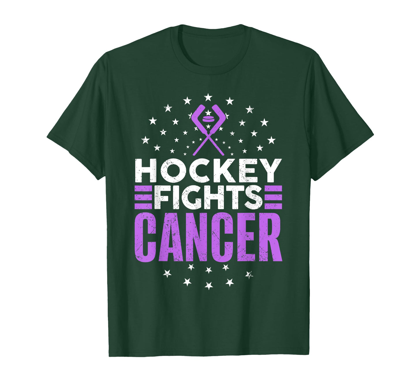 KAH Cancer Awareness Hockey Themed Cancer Awareness T-Shirt, Unisex Adult, Black, Small, Short Sleeve