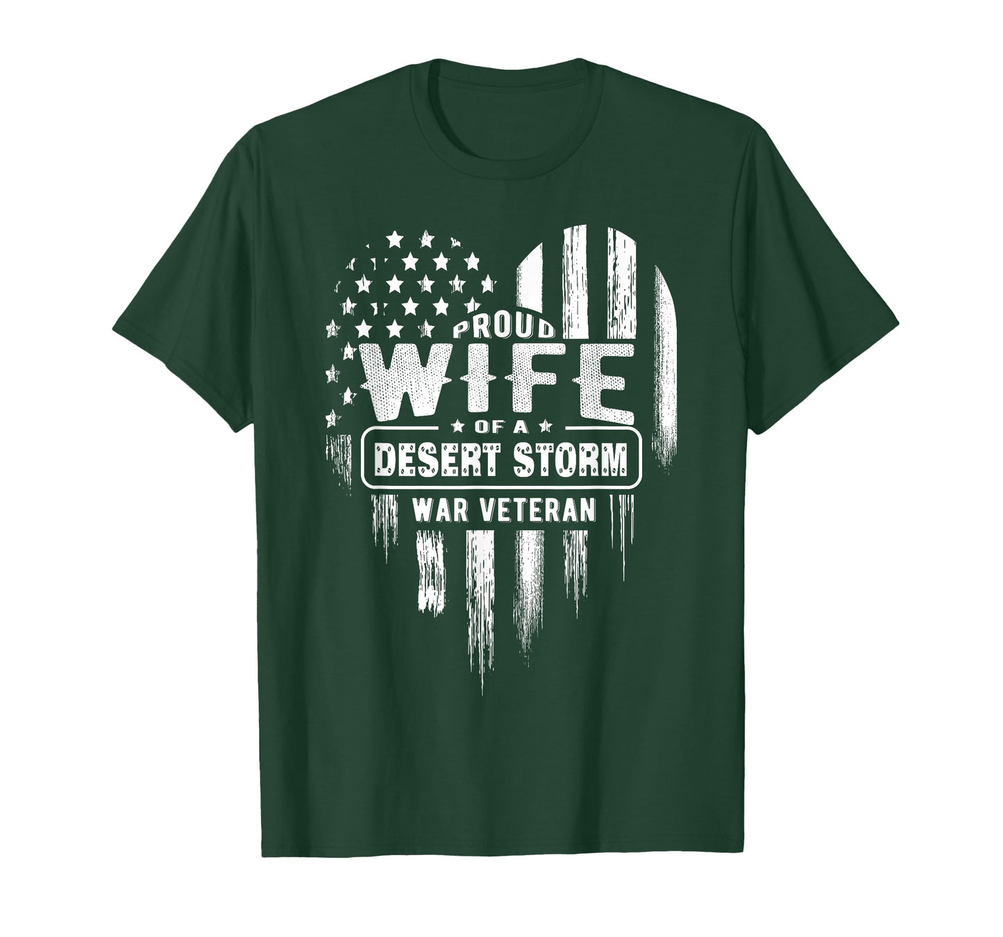 Proud Wife Desert Storm War Veteran American Flag Heart T-Shirt