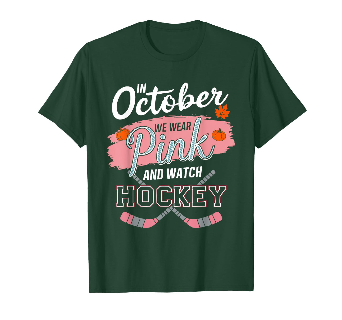 Ice Hockey Breast Cancer Awareness Month Pink Ribbon T-Shirt