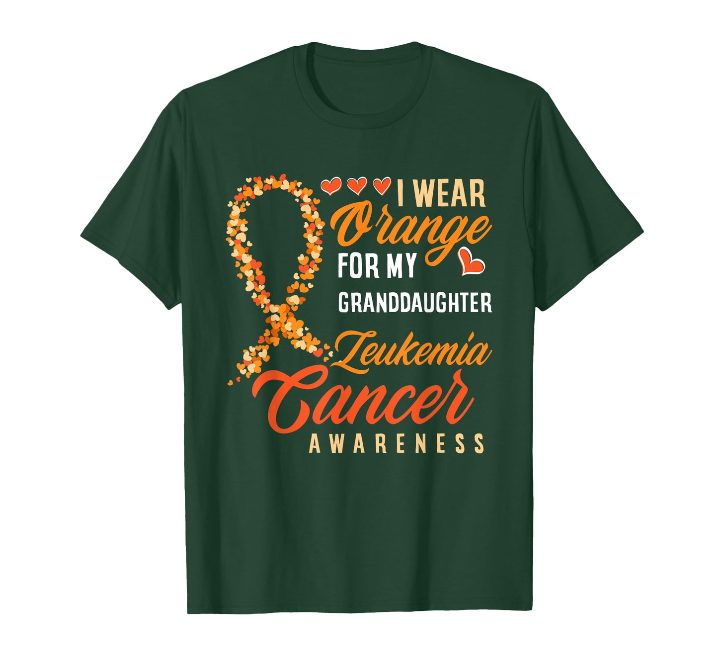 I Wear Orange For My Granddaughter Leukemia Cancer Awareness T-Shirt