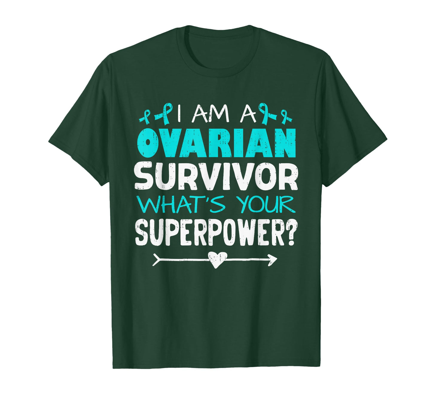 Ovarian Cancer Survivor Awareness Ribbon Teal Support T-Shirt