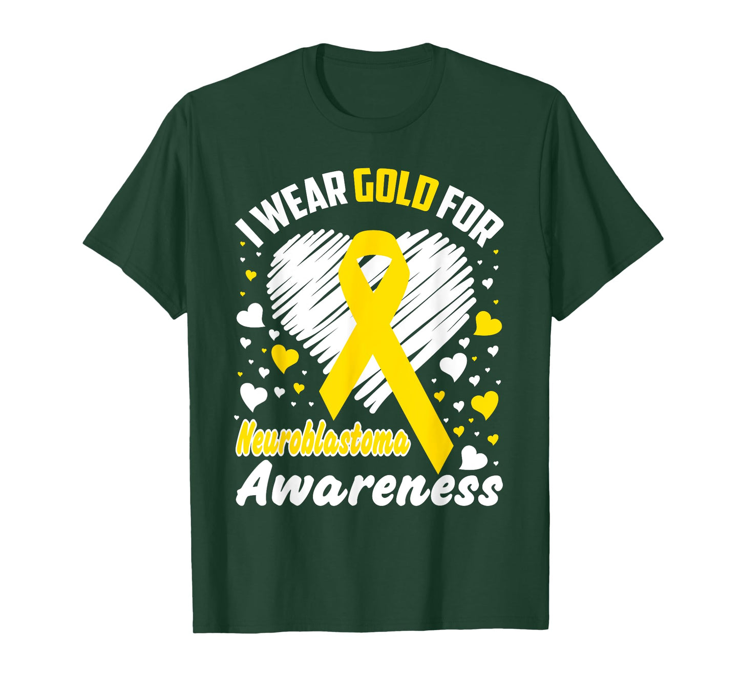 I Wear Gold For Neuroblastoma Awareness T-Shirt, Gold Ribbon