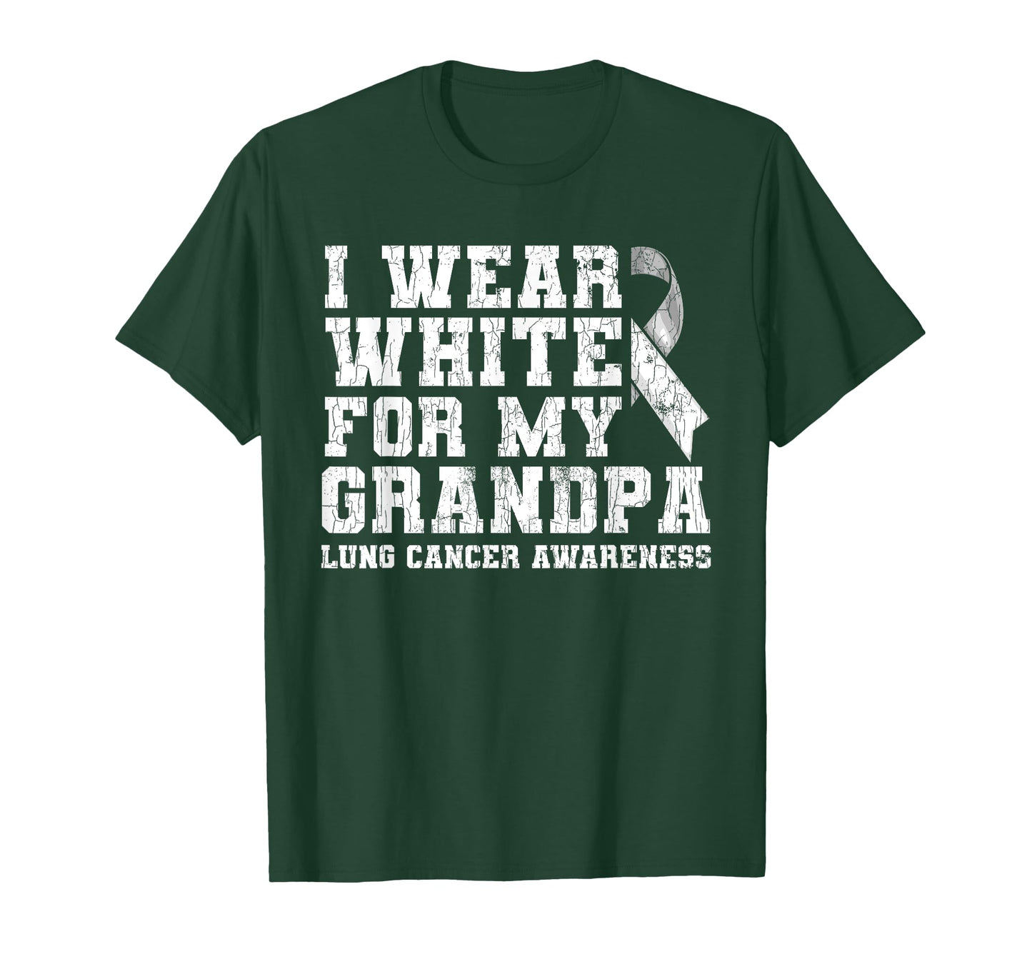 Lung Cancer Awareness White Ribbon Grandpa Gift T-Shirt